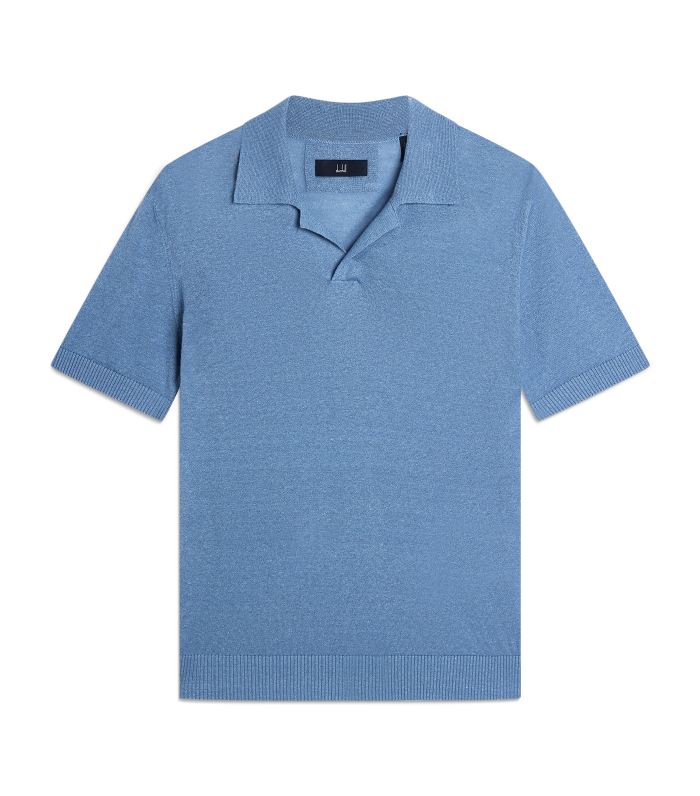 Dunhill Mens Linen-Cashmere Polo Shirt Blue