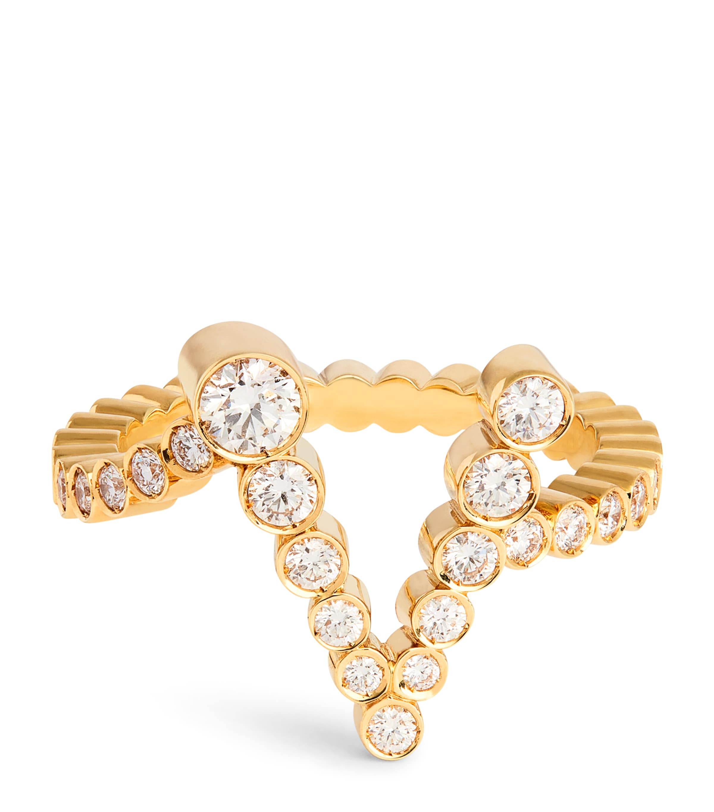 Yellow Gold and Diamond Ensemble 'V' Ring
