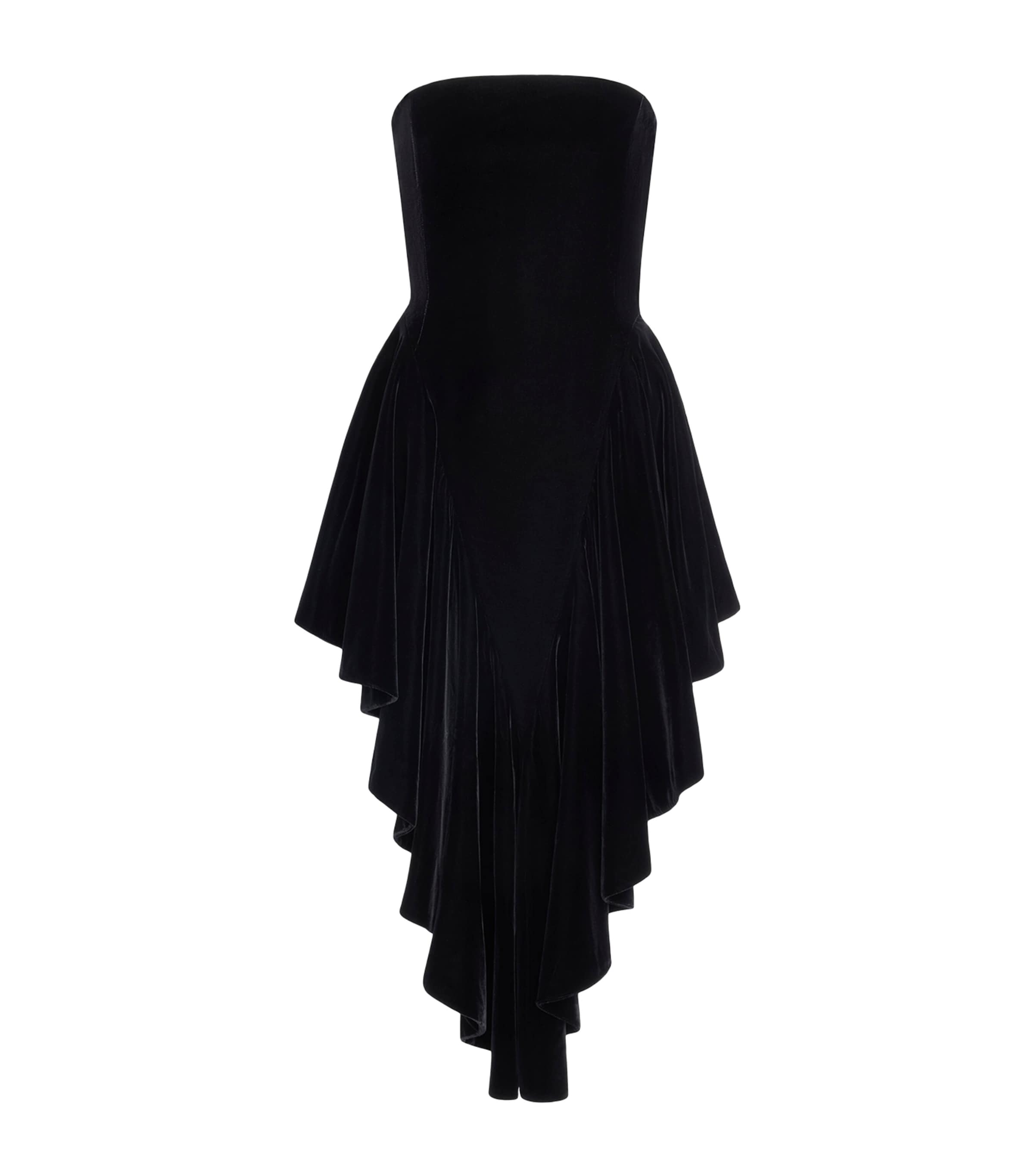 Alaïa Womens Velvet Bustier Triangle Midi Dress Black