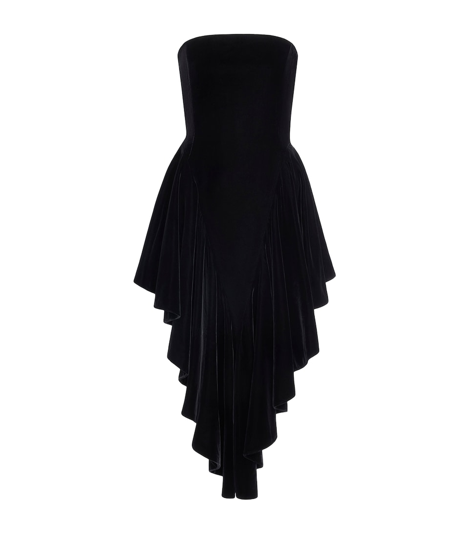 Alaïa Womens Velvet Bustier Triangle Midi Dress Black