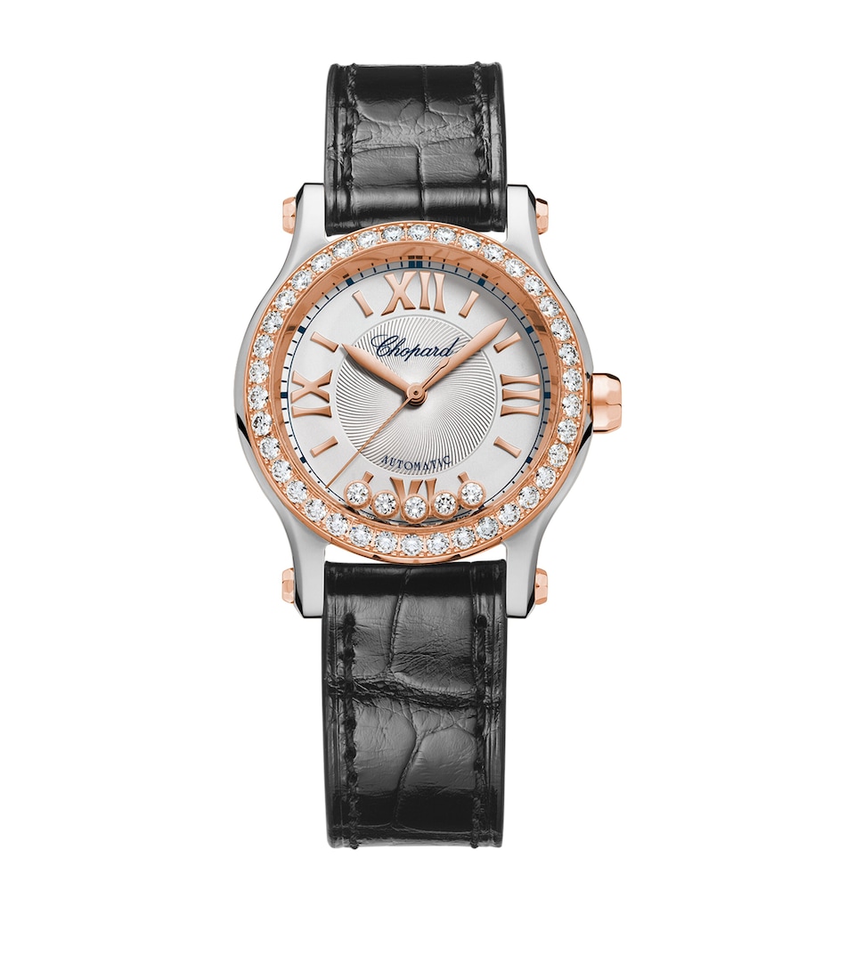 Rose Gold, Steel and Diamond Happy Sport Watch 30mm