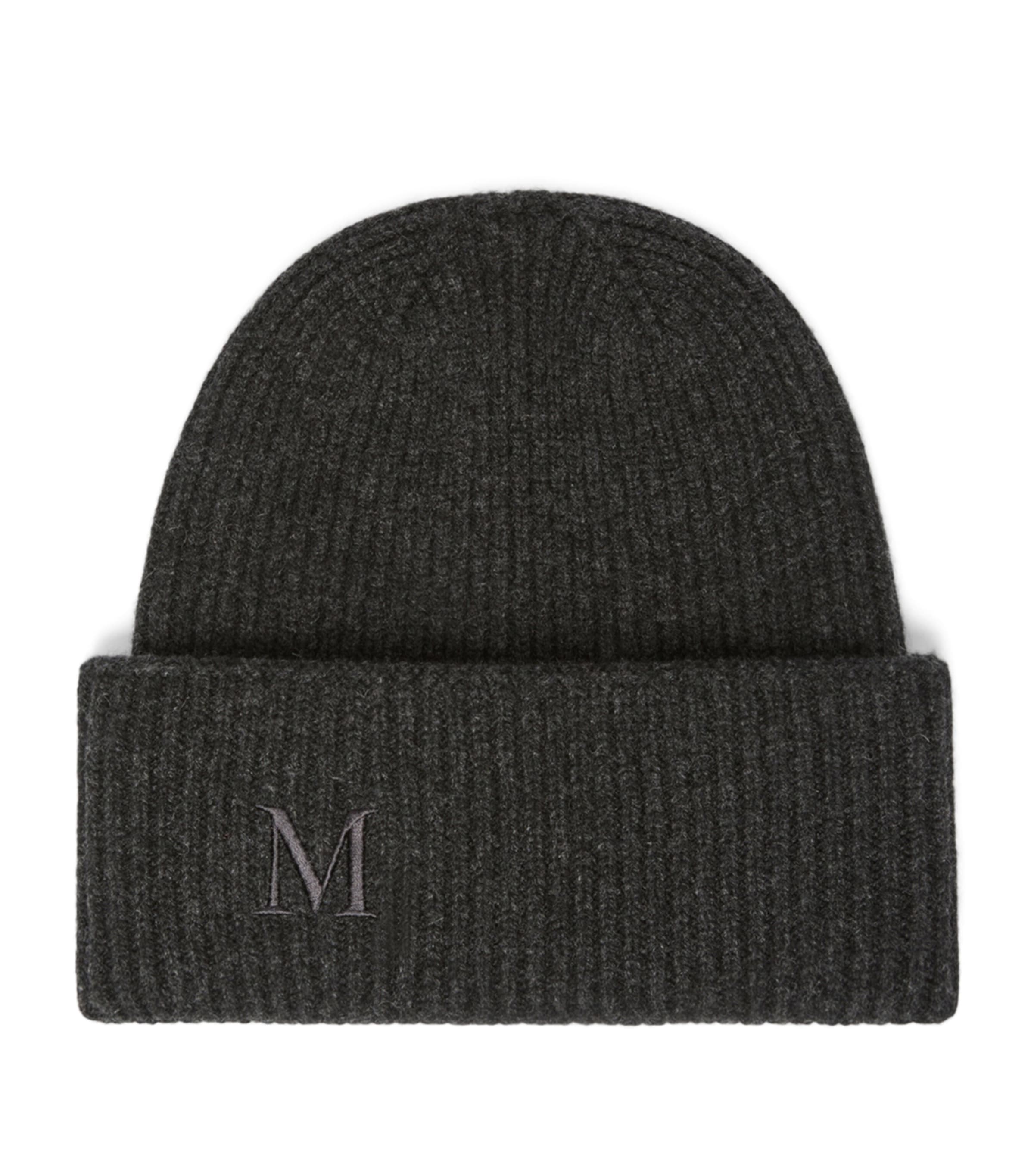 Max Mara Cashmere Monogram Beanie Dark Grey