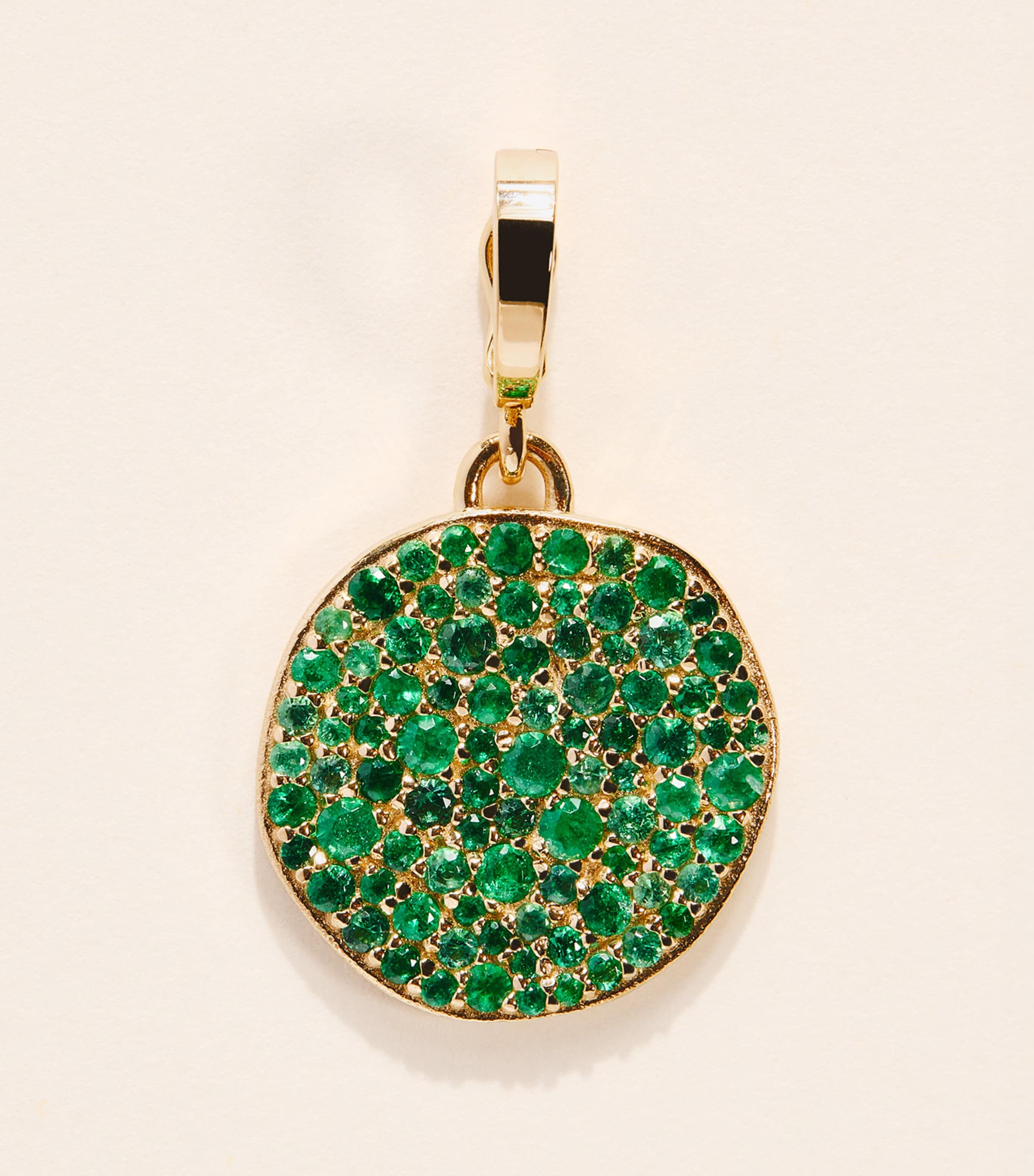 Azlee Yellow Gold and Emerald Coins Charm Yellow Gold