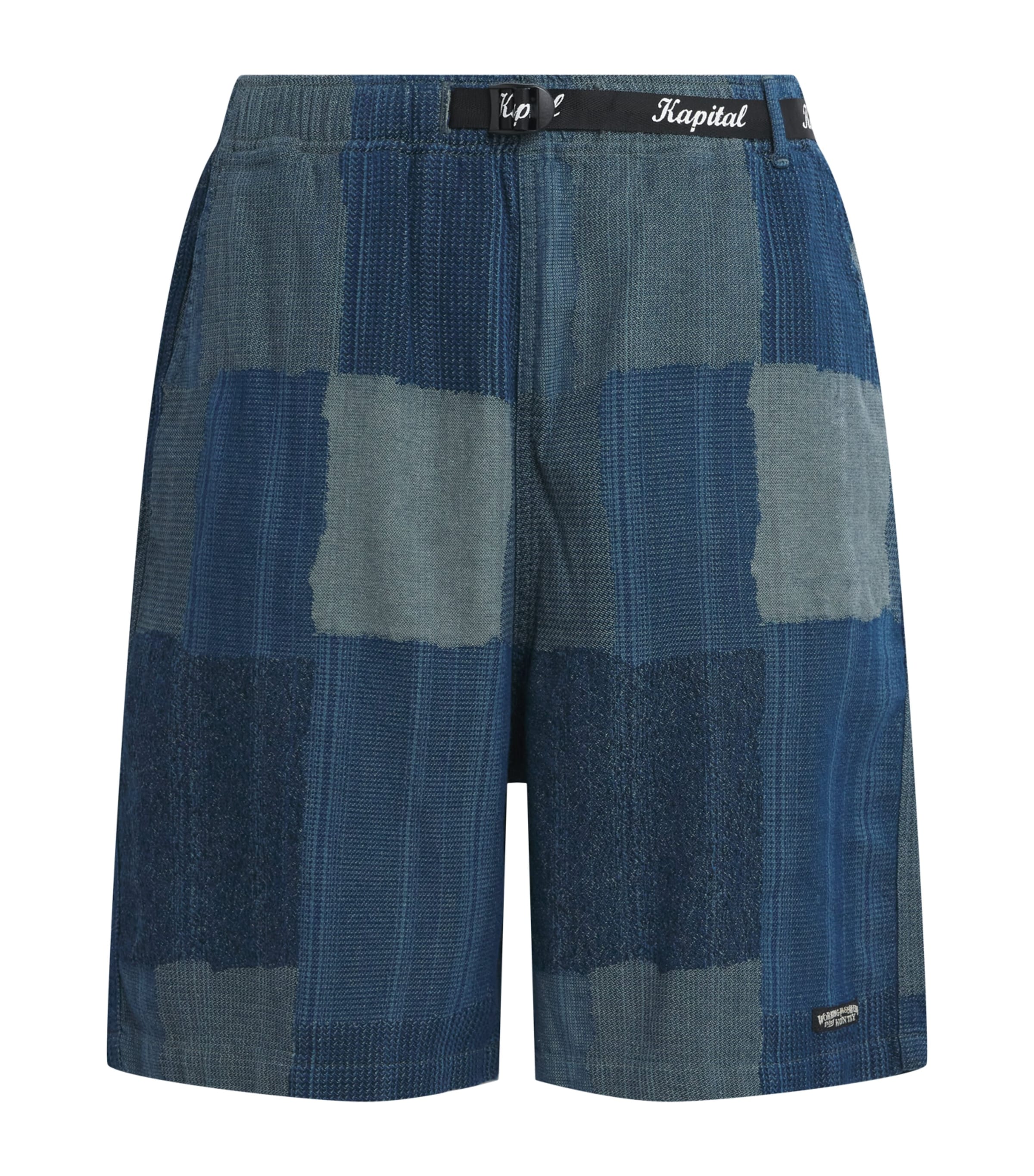 Kapital Mens Cotton Tugihagi Patchwork Shorts Navy