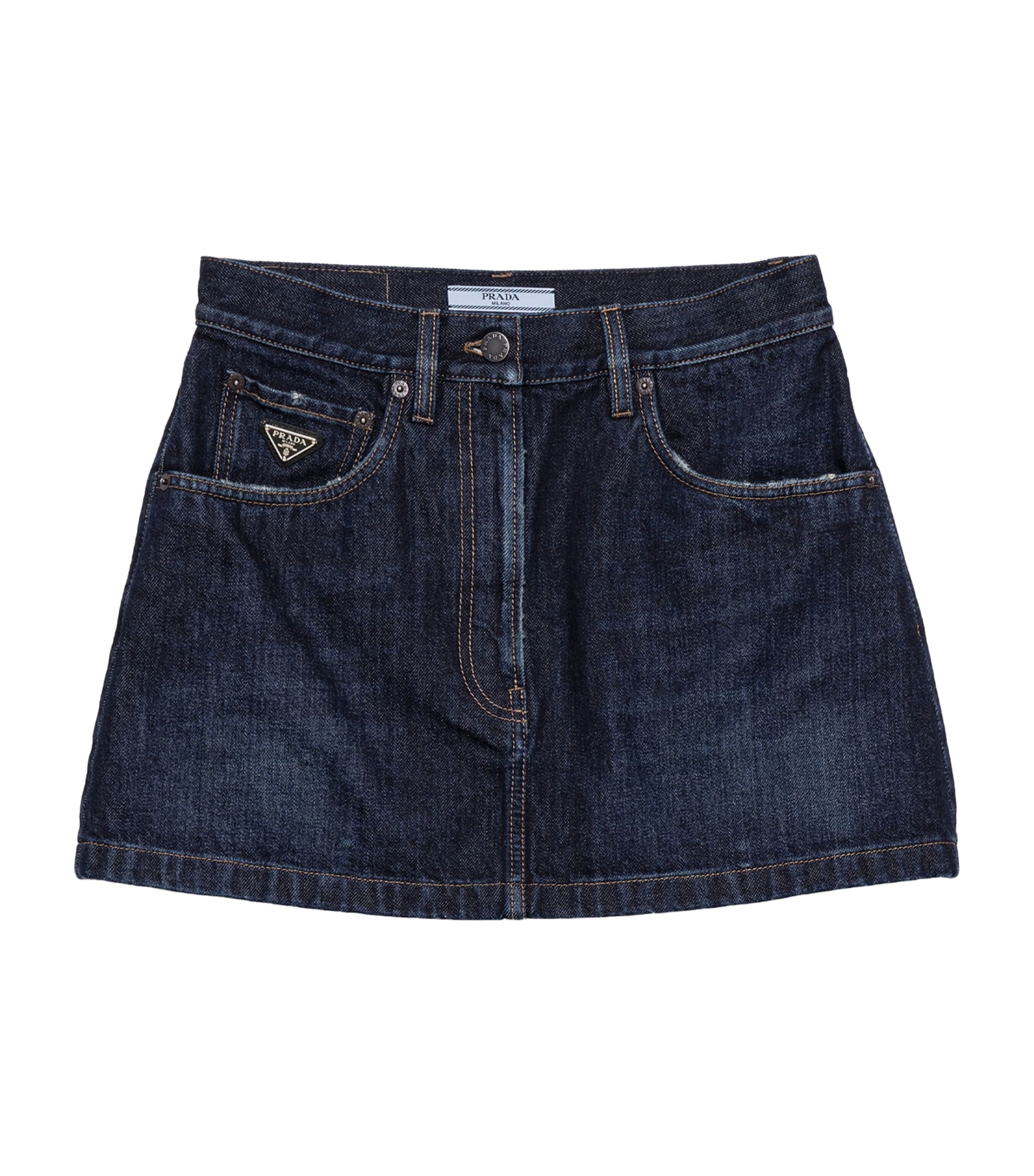 Prada Womens Denim Mini Skirt Blue