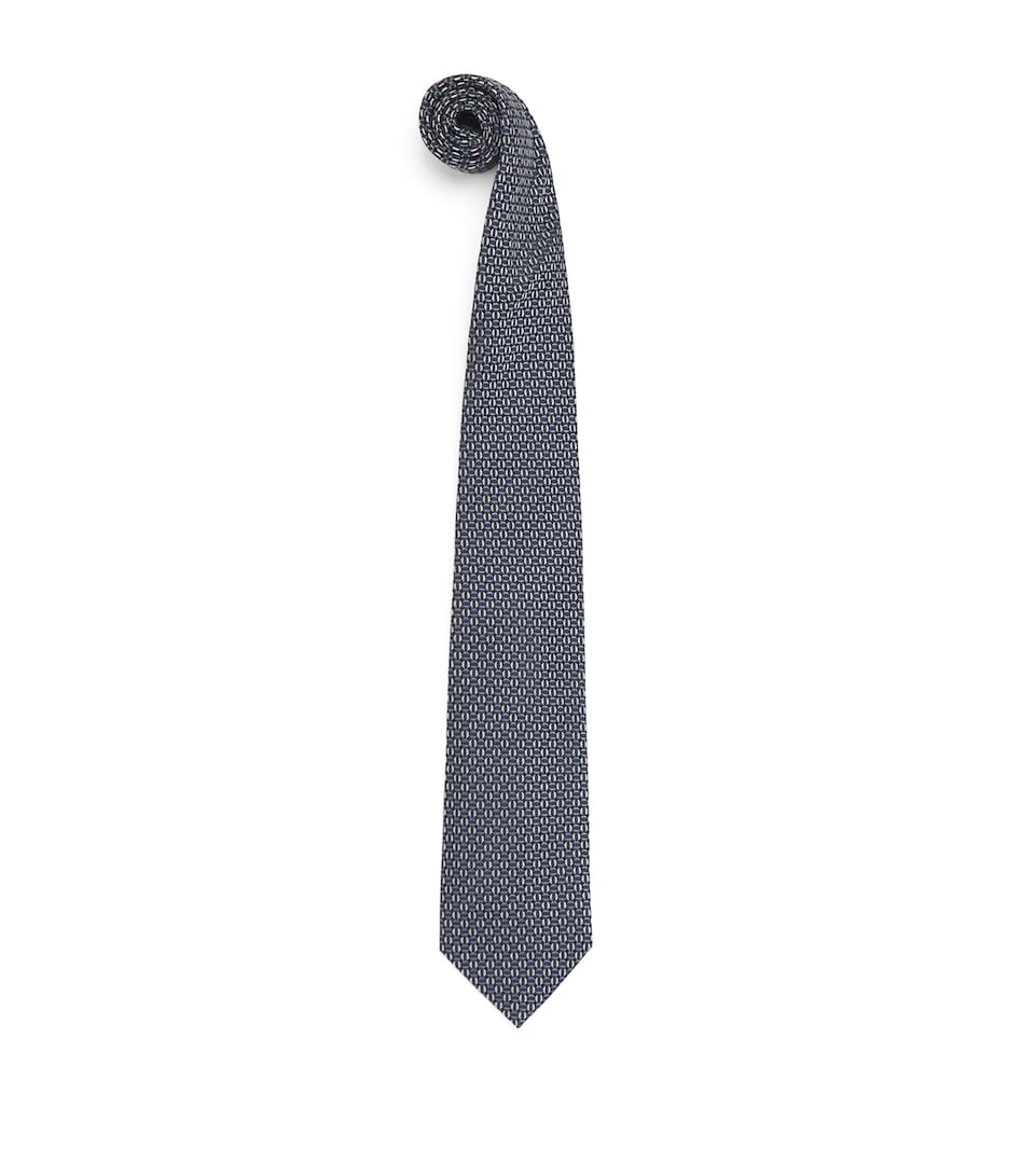 Pal Zileri Silk Geometric Jacquard Tie Blue