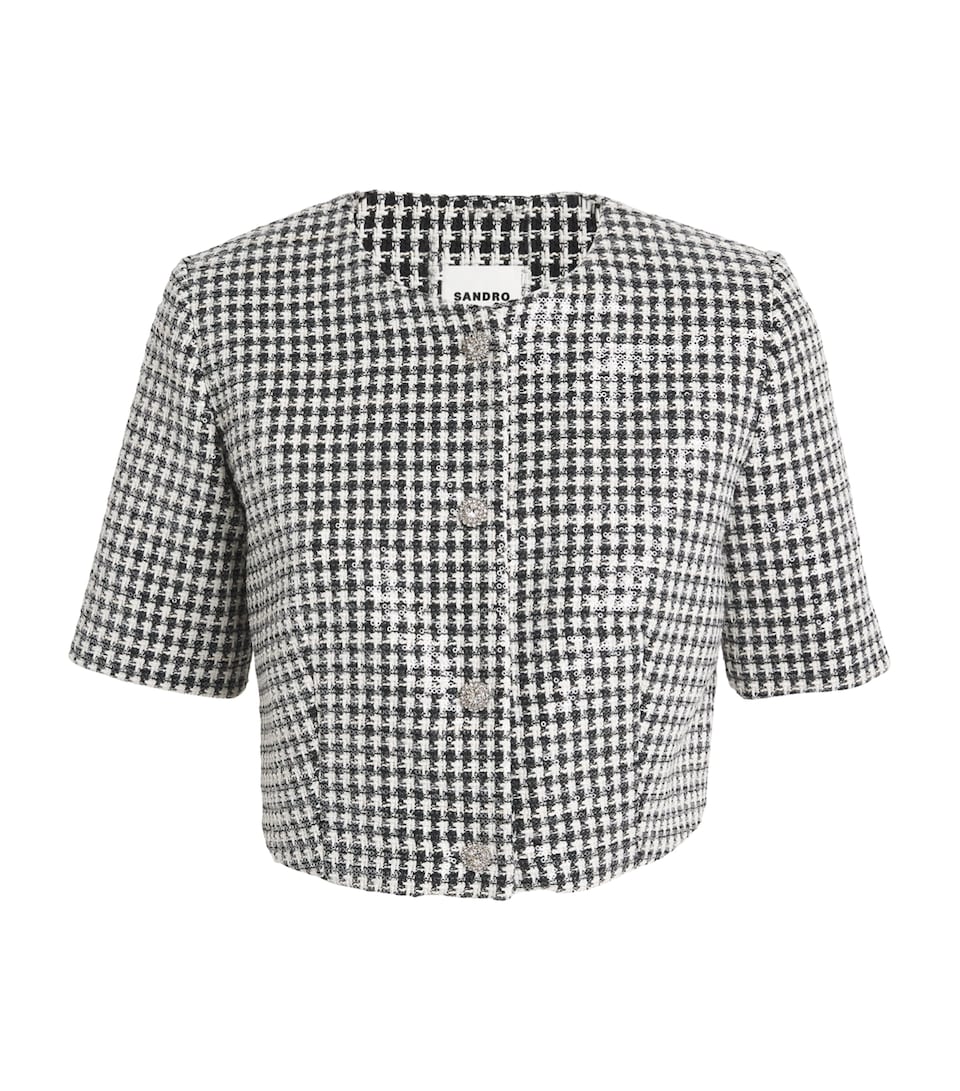 Tweed Houndstooth Sequin Jacket