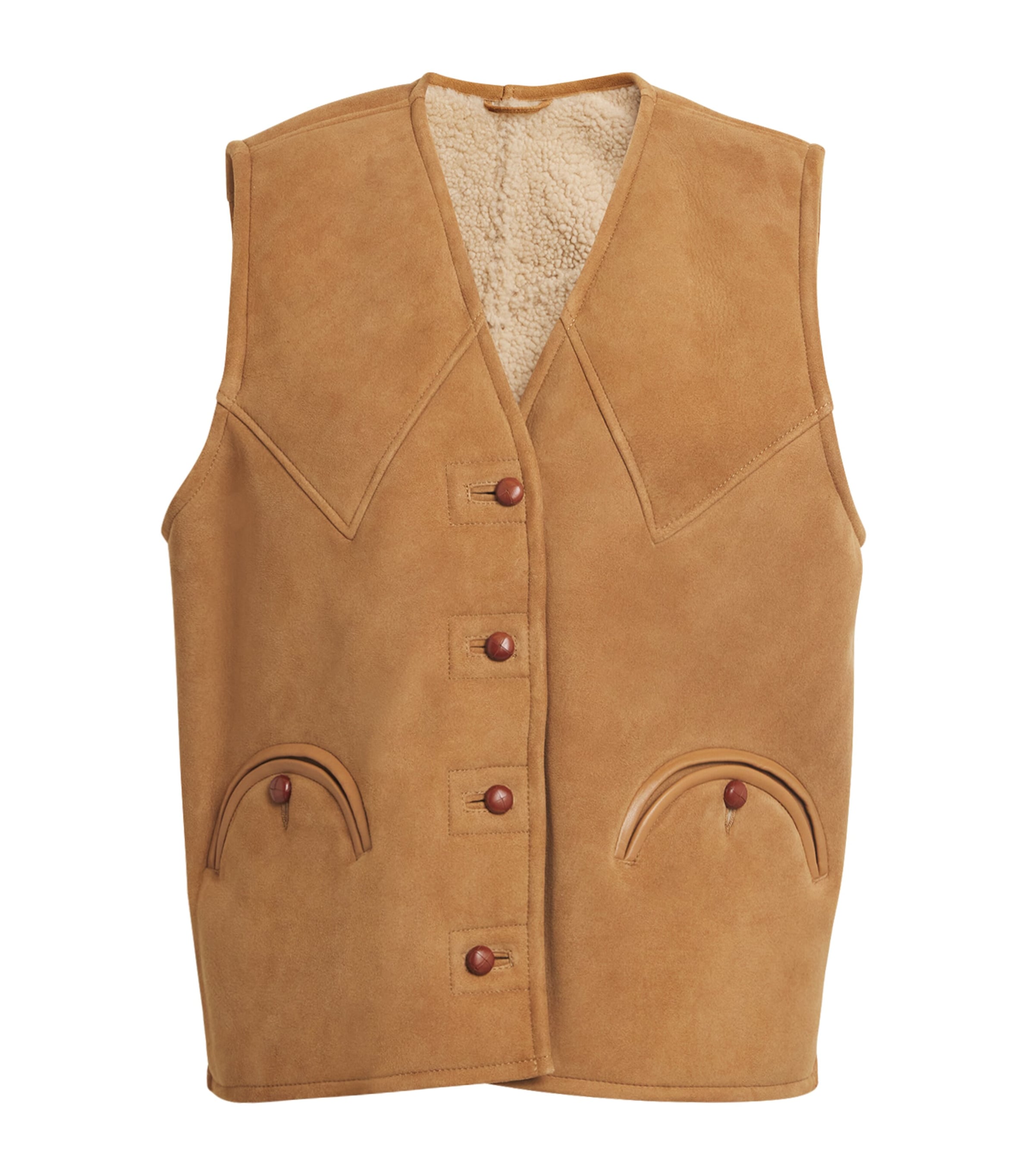 Blazé Milano Womens Shearling Tatoosh Gilet Camel
