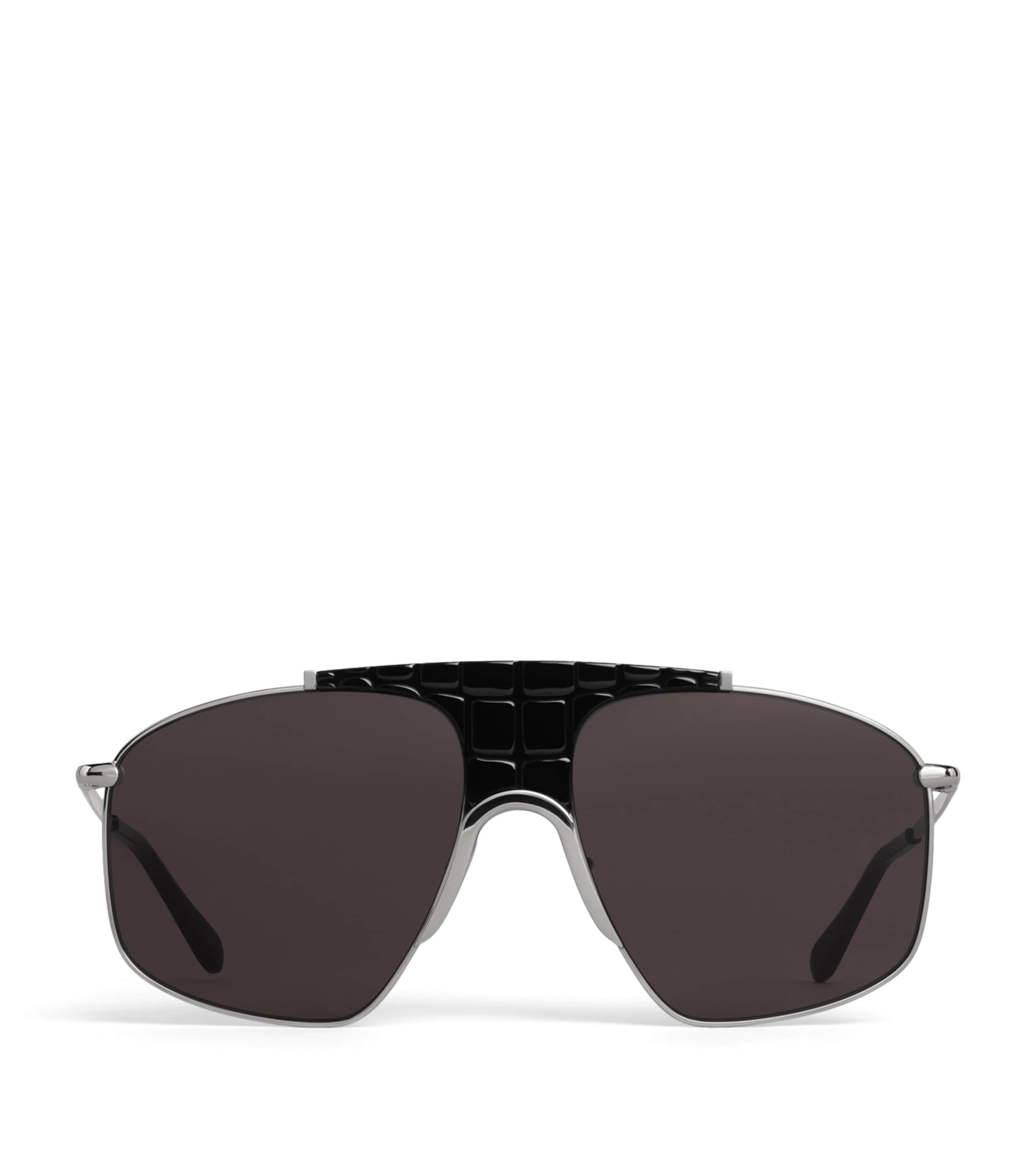 Alaïa Metal Aviator Mask Sunglasses Argent/gris