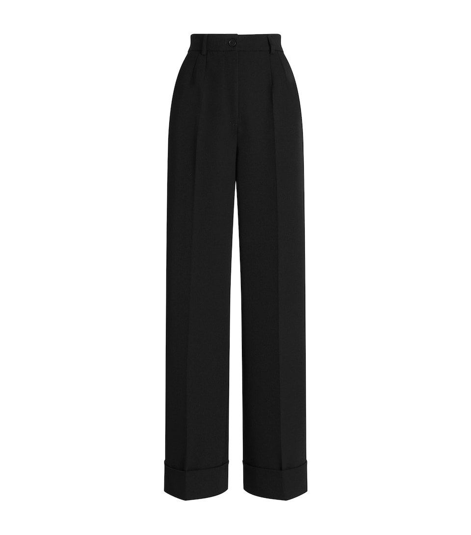 Dolce&Gabbana Womens Virgin Wool Gabardine Trousers Blac