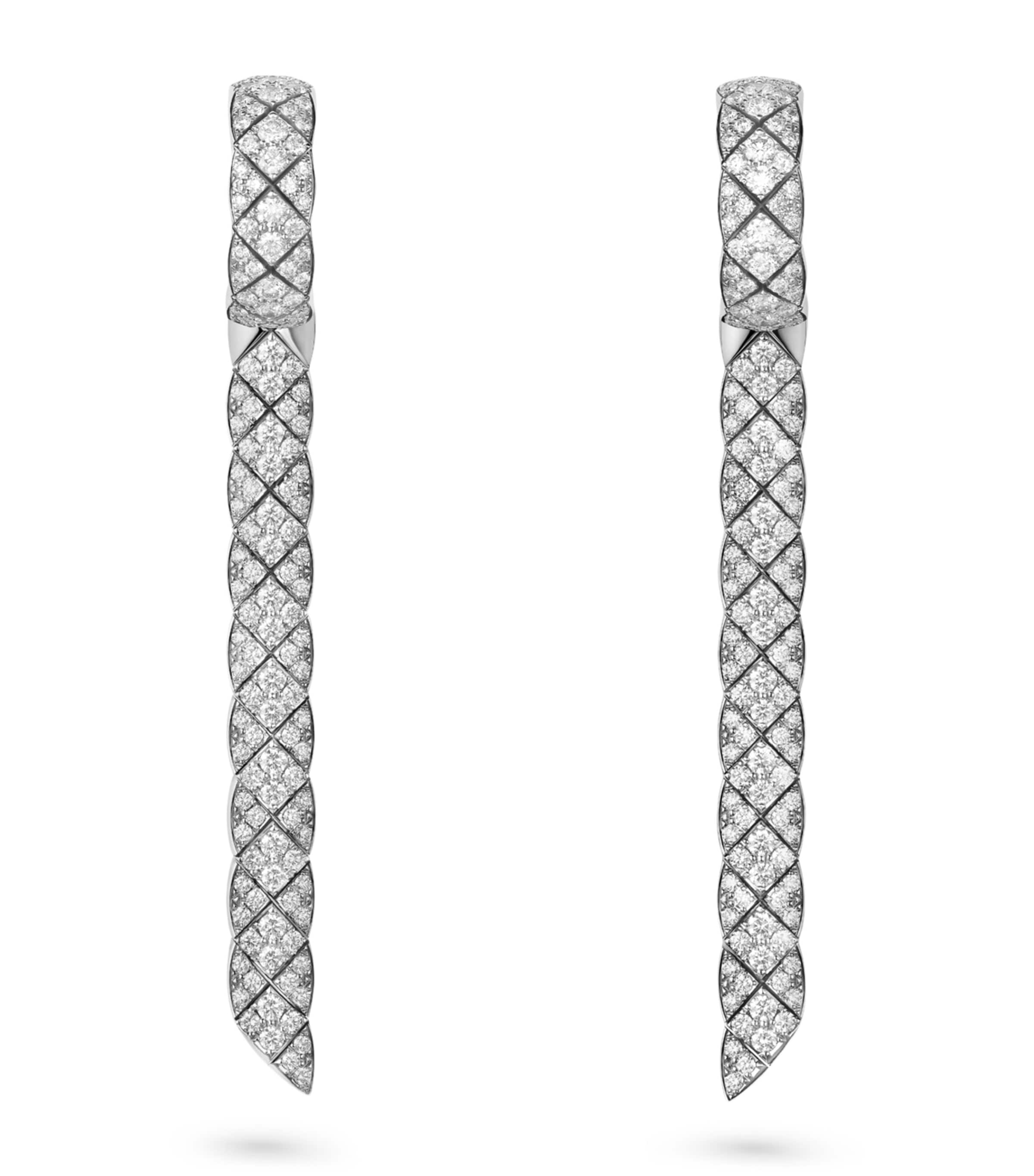 CHANEL White Gold and Diamond Coco Crush Supple Drop Earrings White Gold