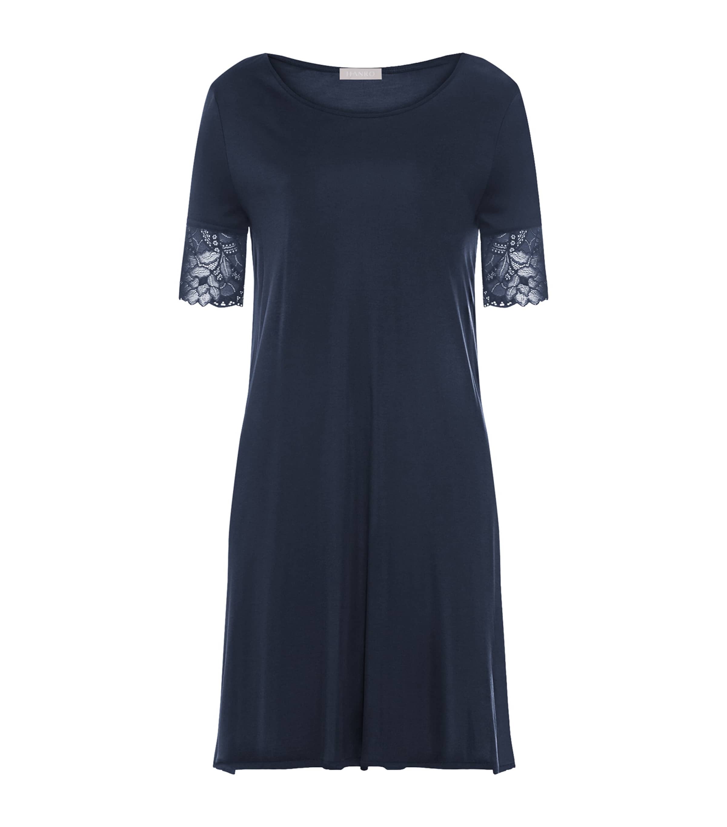 Hanro Womens Modal Lace-Trim Nightdress Deep Navy