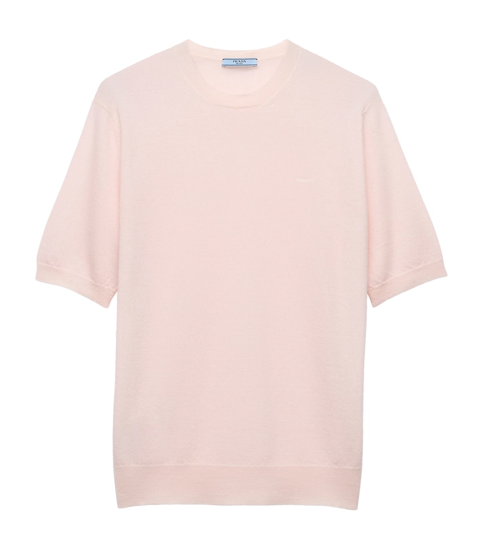 Prada Womens Cashmere T-Shirt Sweater Pink
