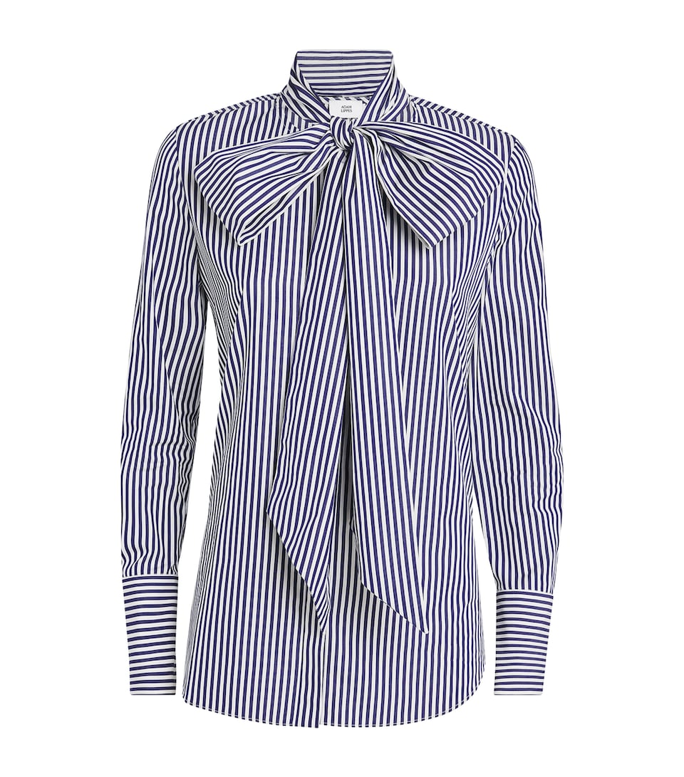 Cotton Stripe Lee Scarf Blouse