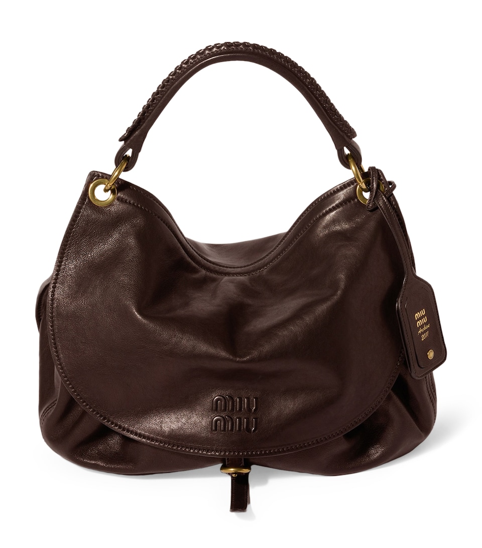 Miu Miu Leather Rendez-Vous Shoulder Bag Brown