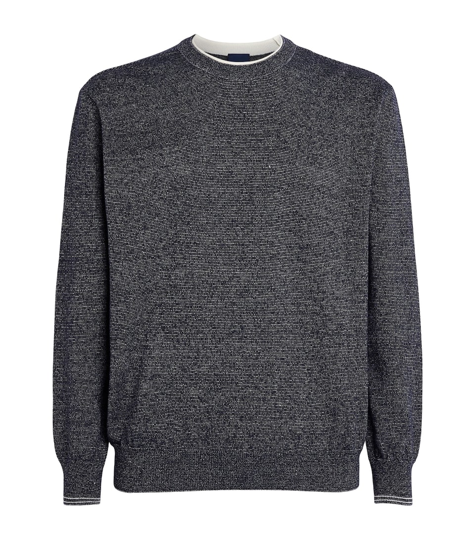 Paul & Shark Mens Wool-Linen Melange Sweater Blu Blu/bianco