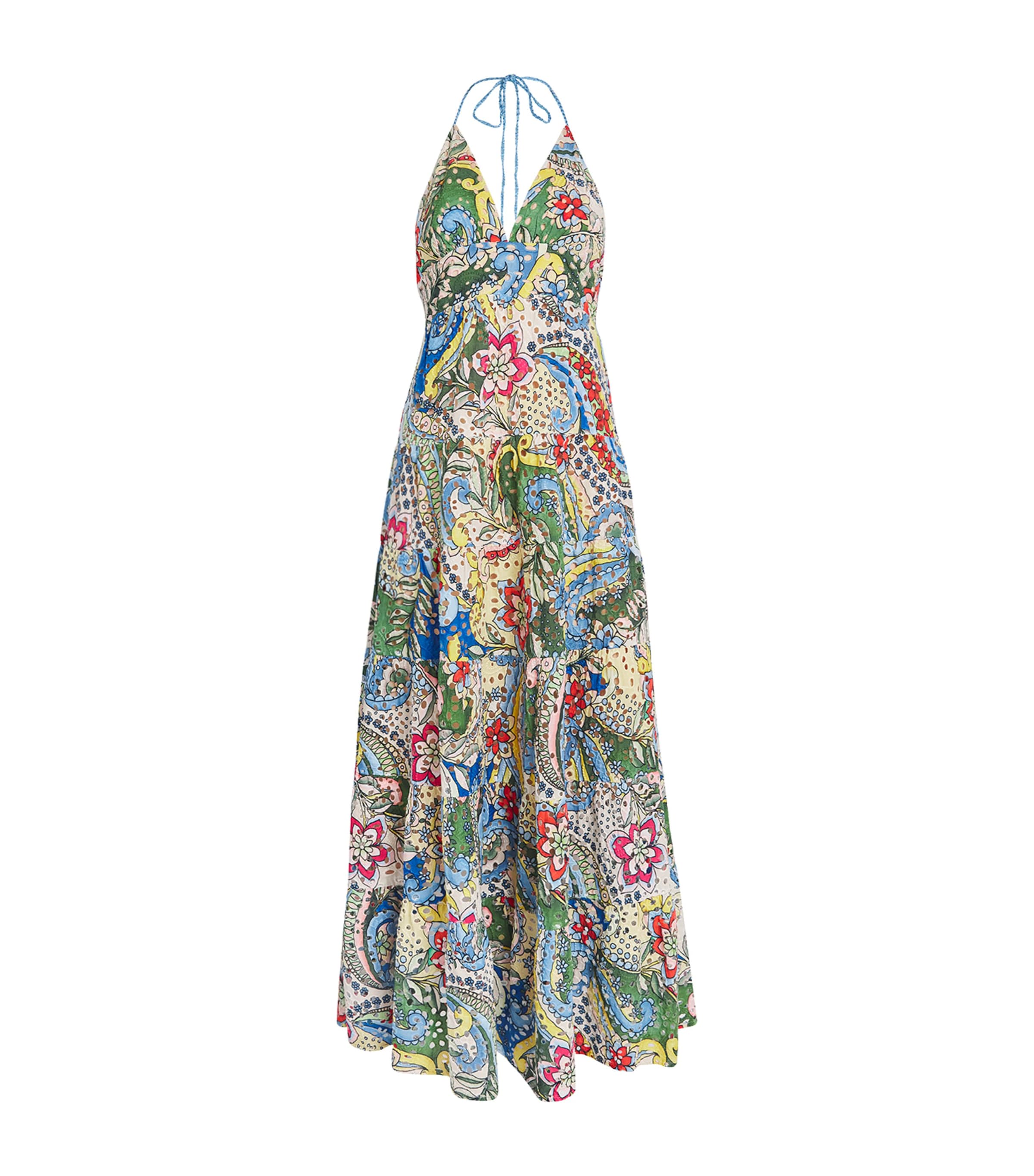 Alice+Olivia Womens Embroidered Karolina Maxi Dress Heat Wave