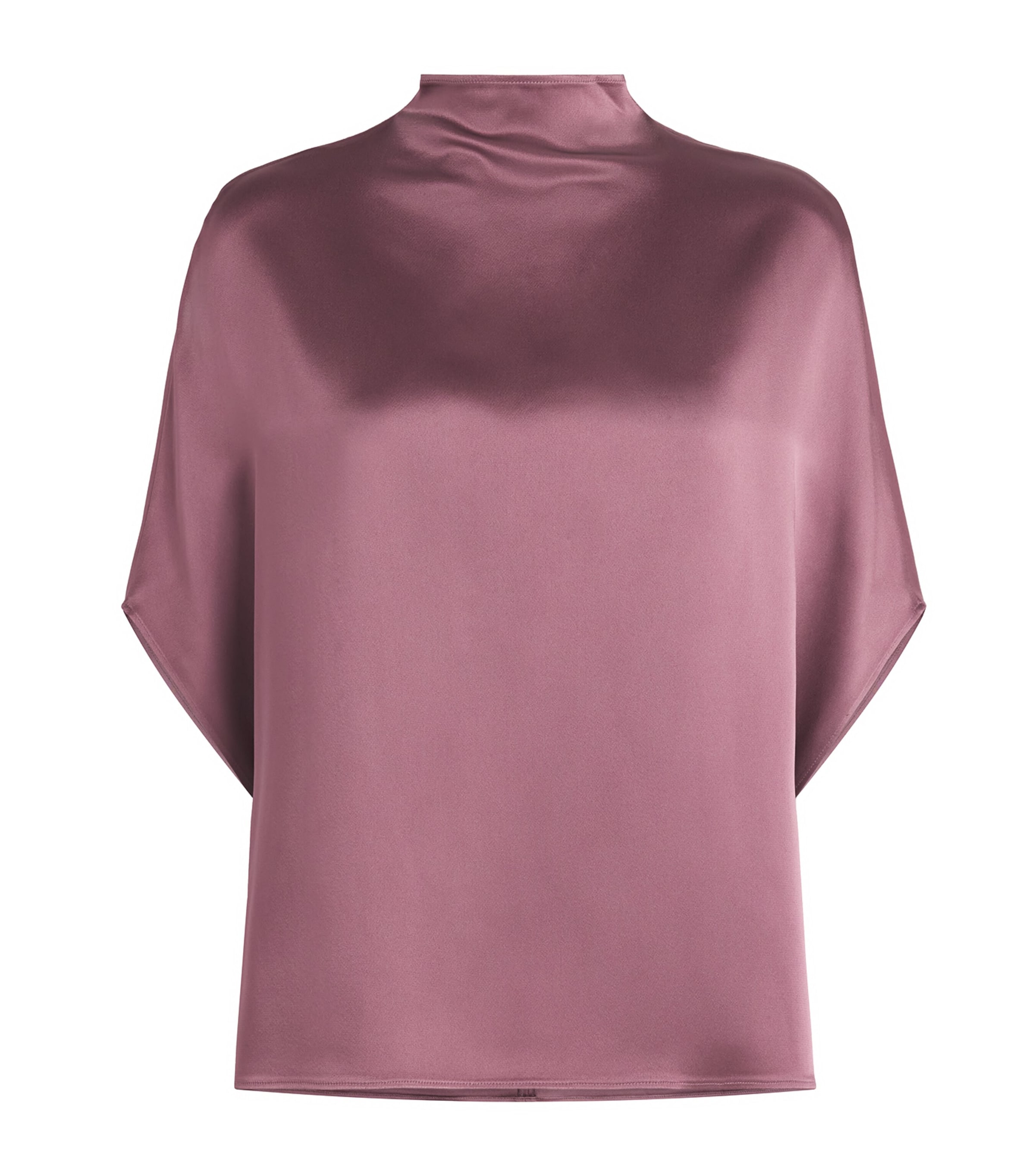 LAPOINTE Womens Satin Cape Blouse Dark Mauve