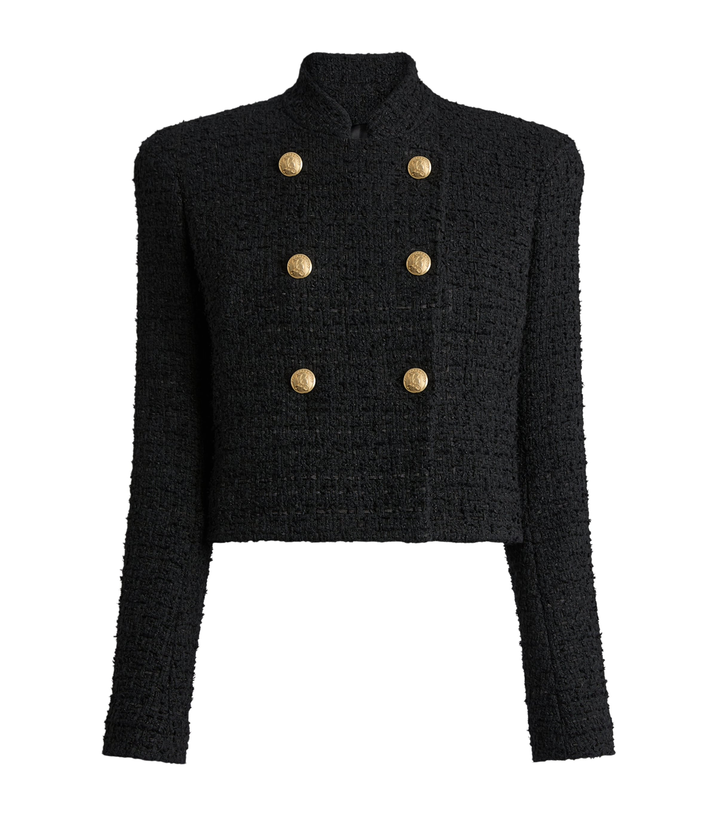 Balmain Womens Tweed Officer Jacket Noir