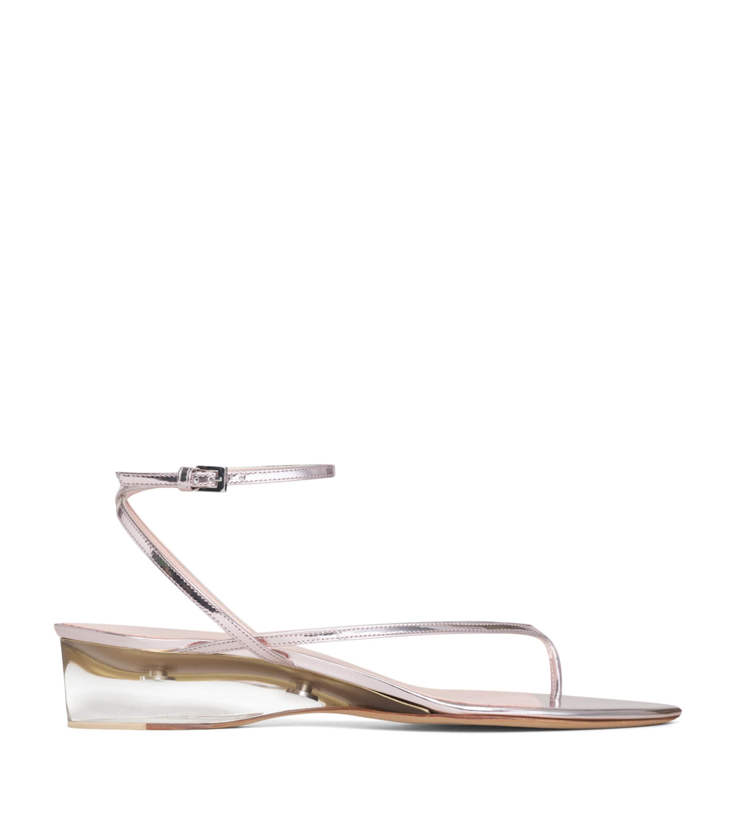Alaïa Clear Tongs Wedge Heels 30 Blush/argent