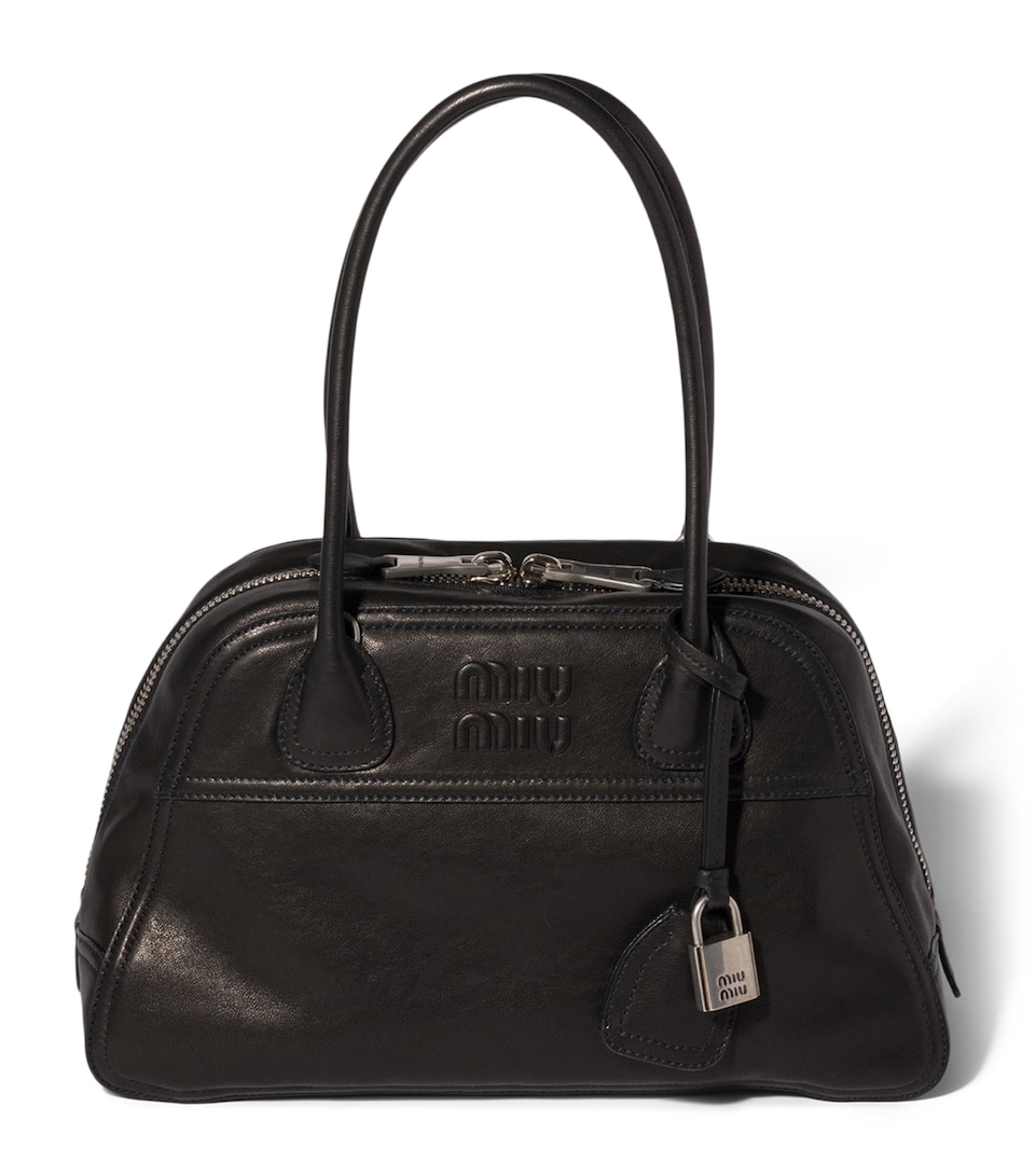 Miu Miu Womens Large Nappa Leather Vivant Top-Handle Bag Black