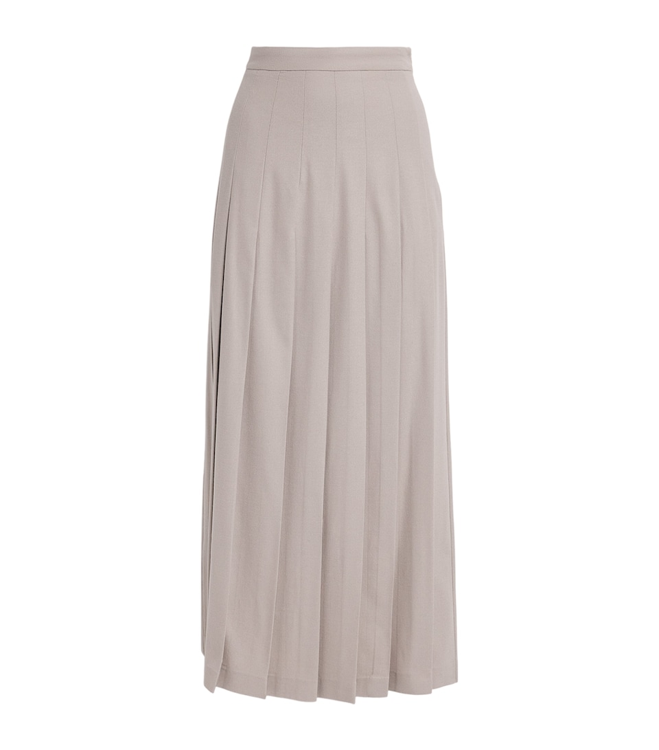 Colombo Womens Cashmere Pleated Maxi Skirt Light Beige