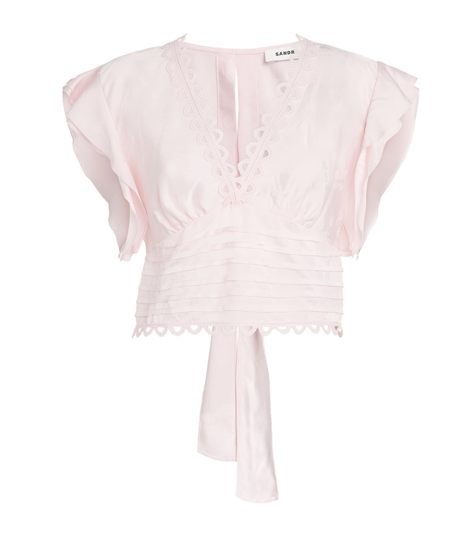 Sandro Paris Womens Tie-Back Crop Top Pink