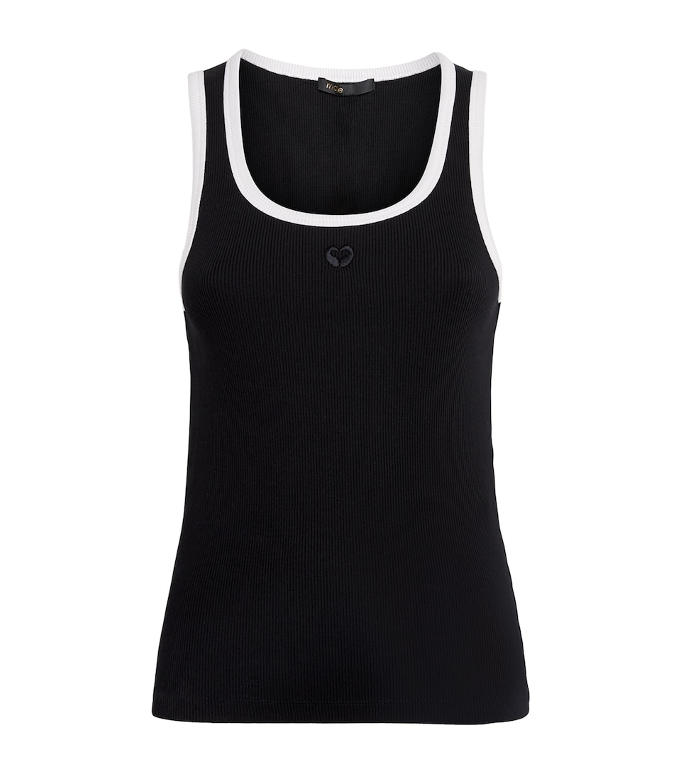 Maje Womens Embroidered Logo Tank Top Black / White