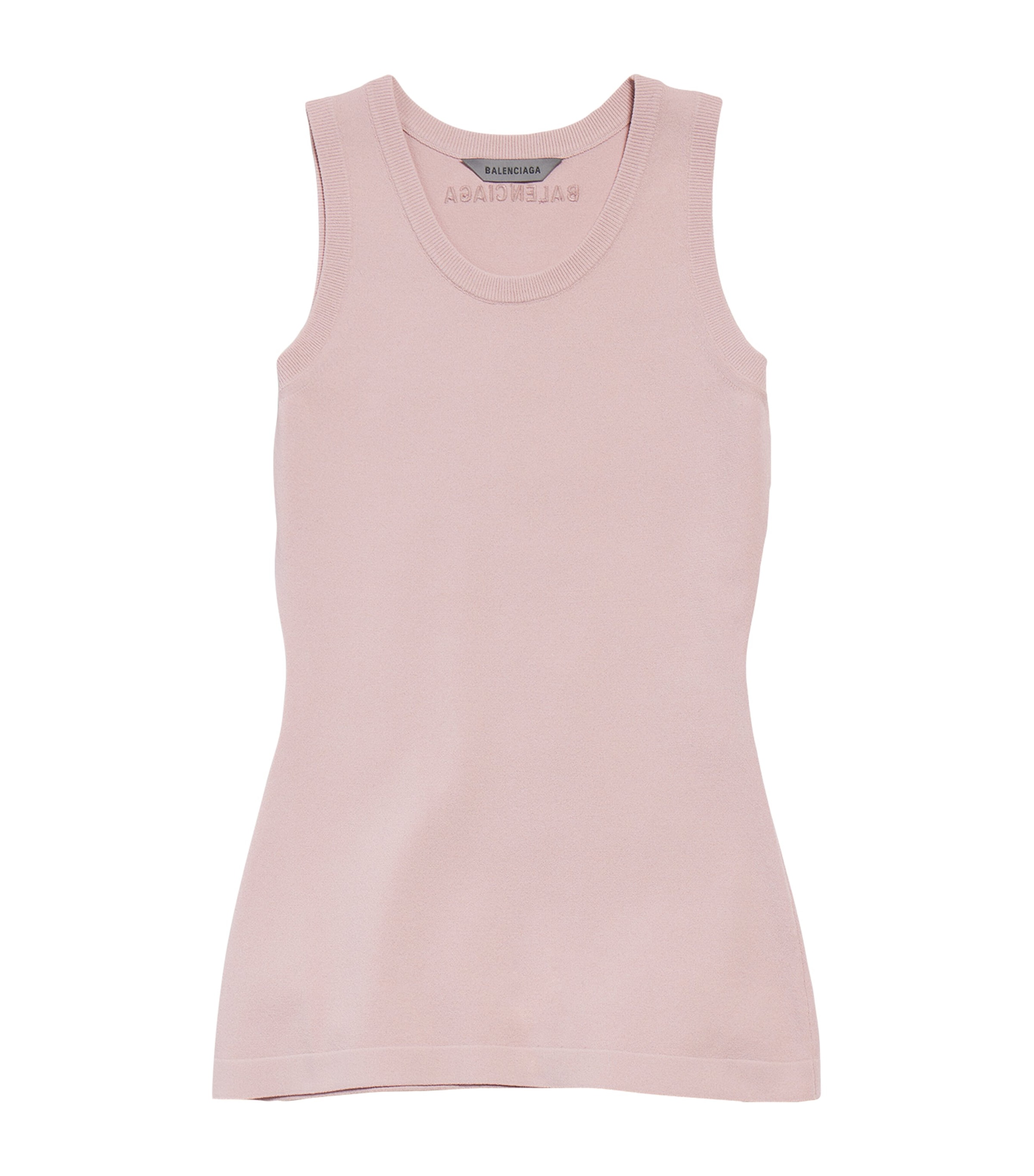 Balenciaga Womens Ribbed Logo Tank Top