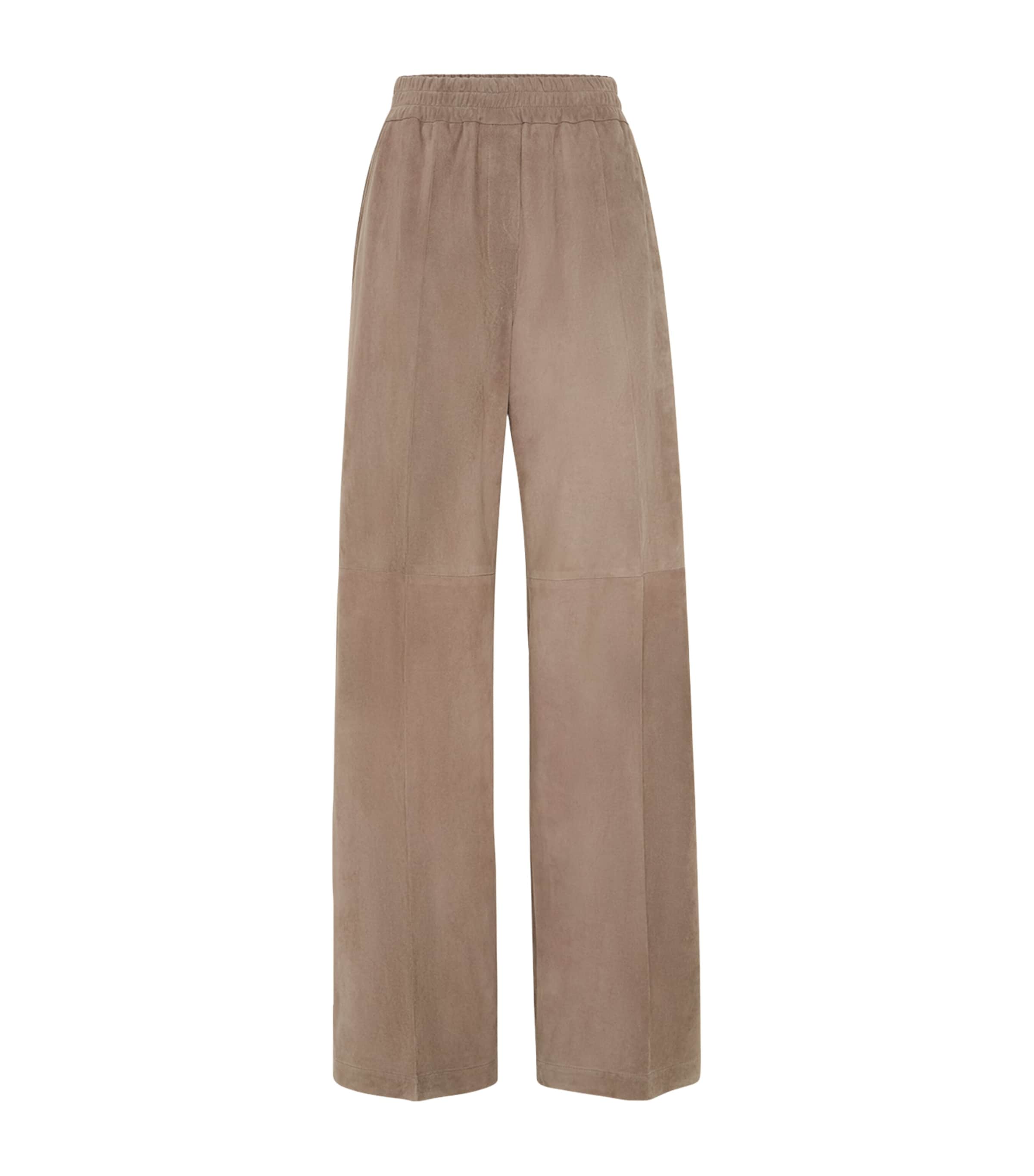 Suede Wide-Leg Trousers