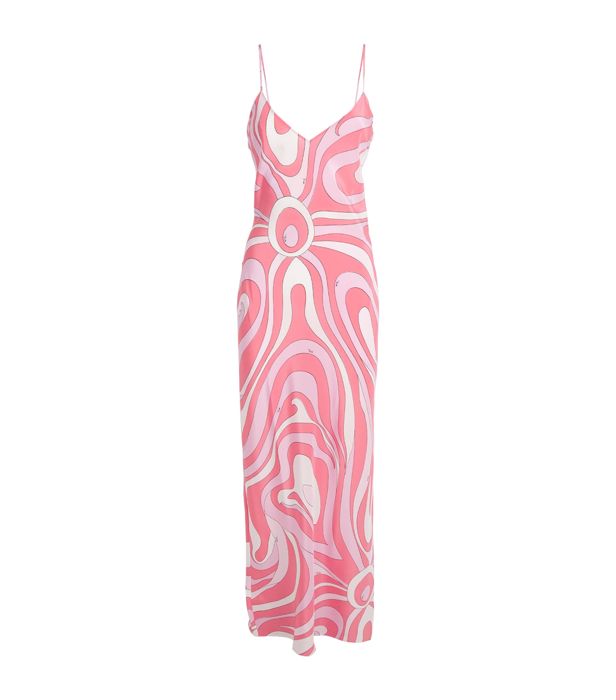 PUCCI Womens Silk Printed Maxi Slip Dress Pink