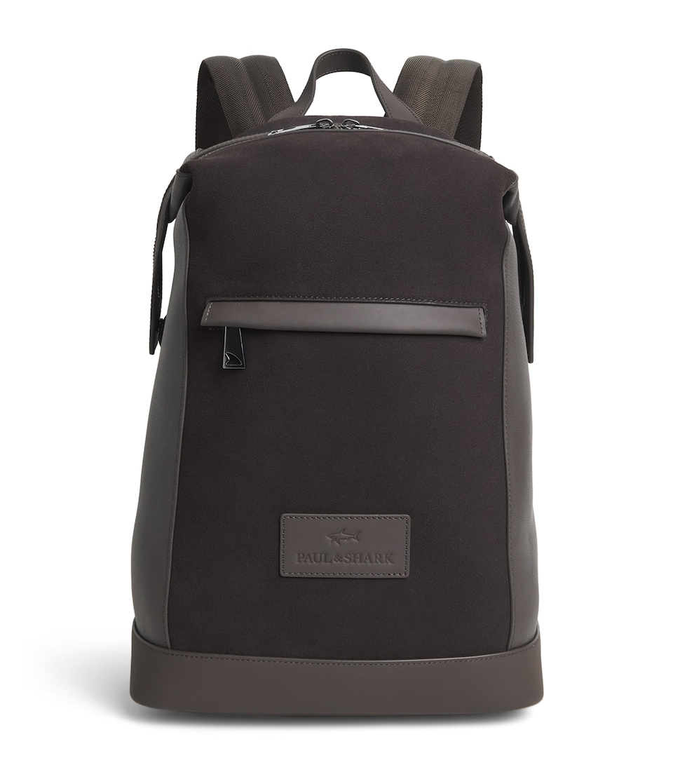 Paul & Shark Suede-Leather Logo Backpack Marrone Caffe