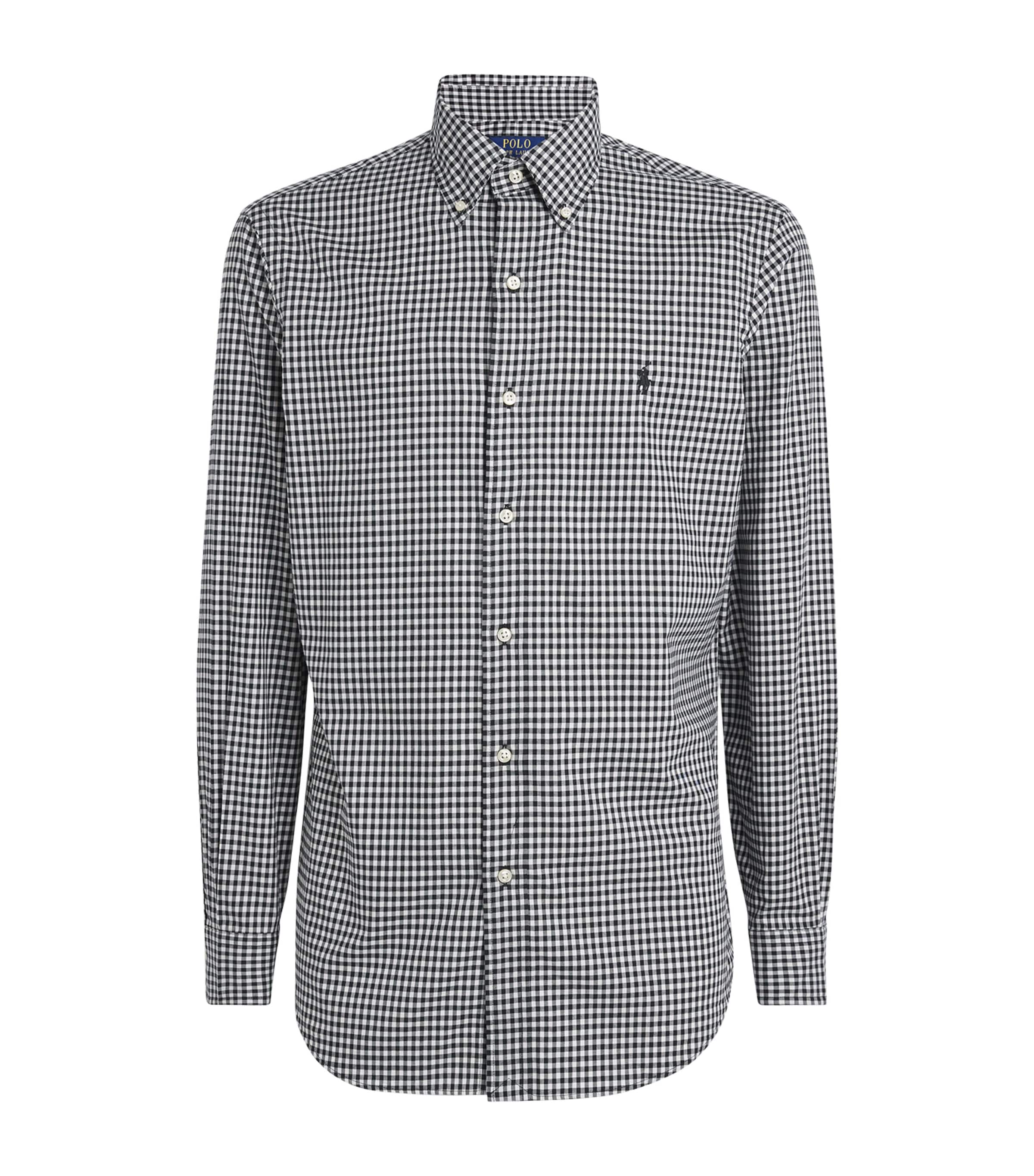 Polo Ralph Lauren Mens Cotton Check Custom Fit Shirt Nero/blanc