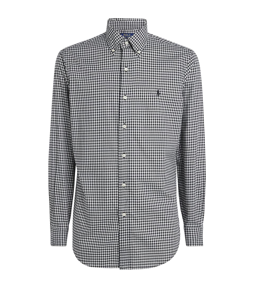 Polo Ralph Lauren Mens Cotton Check Custom Fit Shirt Nero/blanc