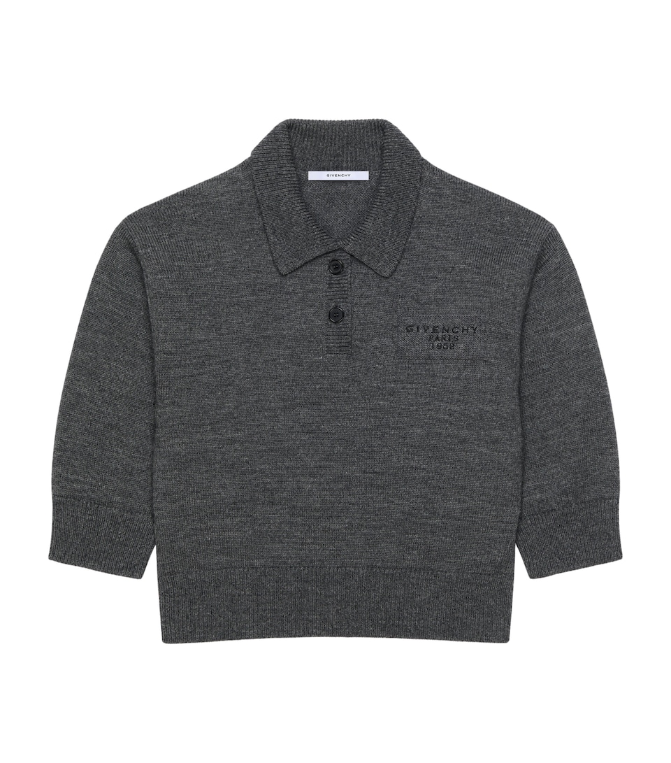 Givenchy Womens Wool-Alpaca Logo Polo Sweater Slate Blend