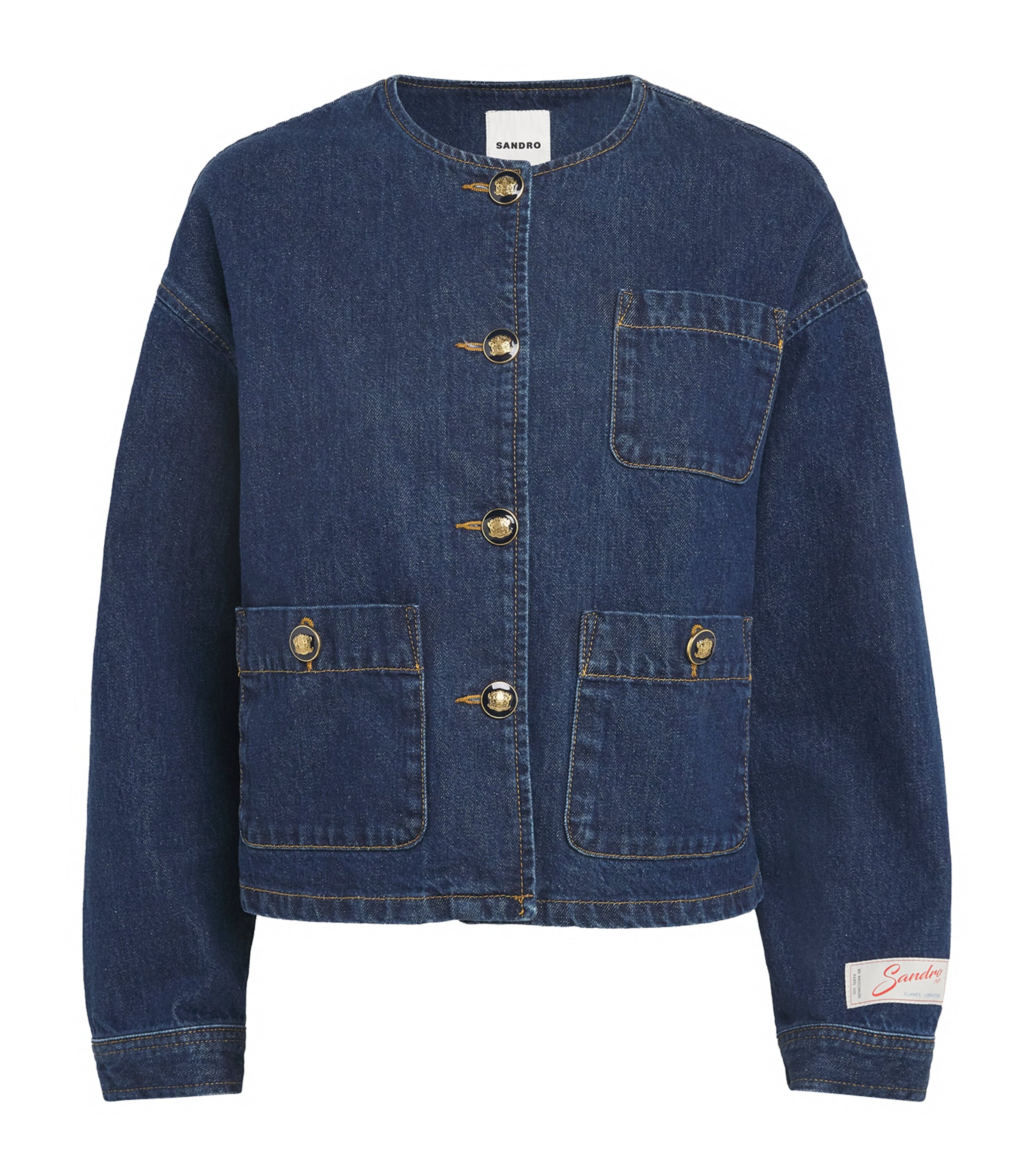 Crest-Button Denim Jacket