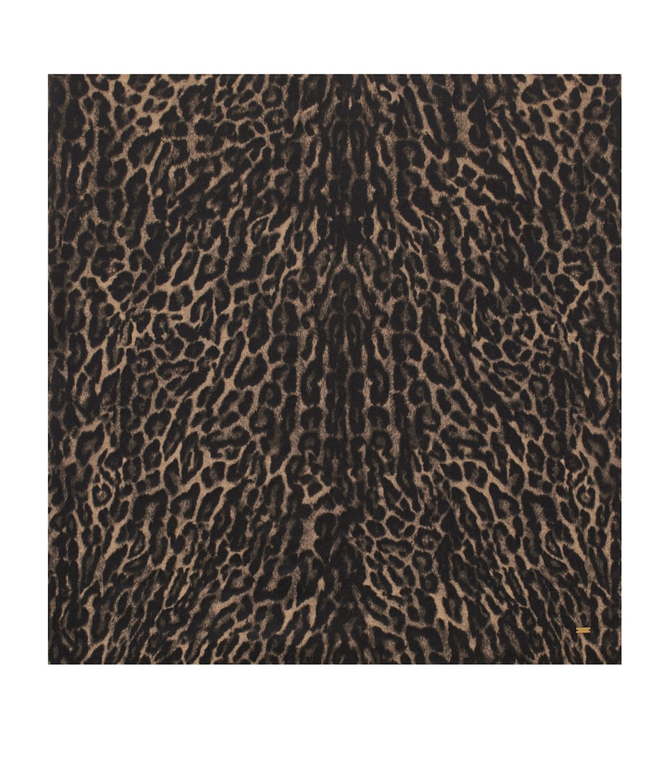 Mohair-Blend Leopard Print Square Scarf