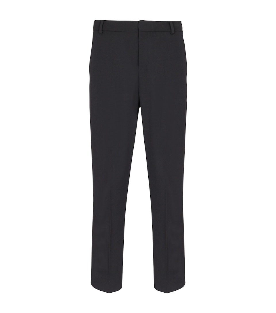 Wool Cropped Straight Trousers