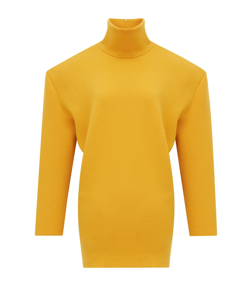 Wool-Blend High-Neck Mini Dress