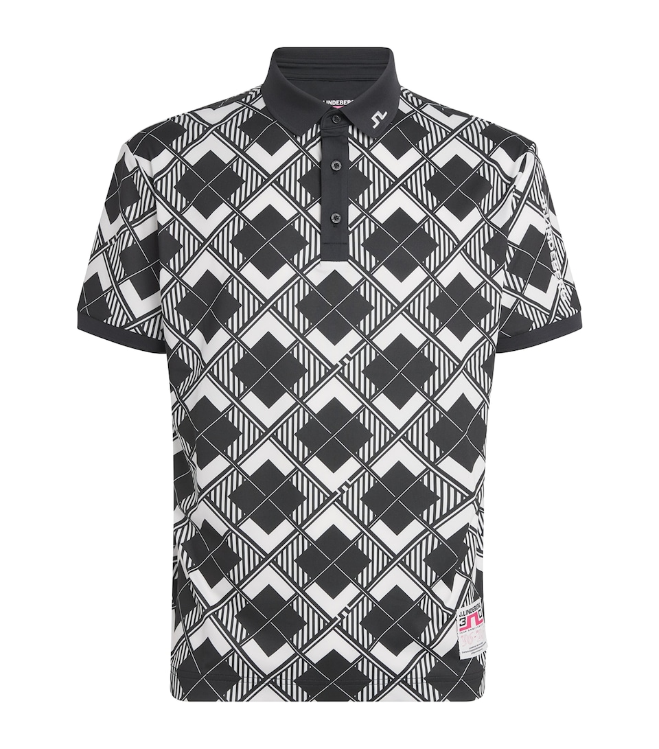 J Lindeberg Mens 30Y Tour Tech Argyle Polo Shirt Argyle