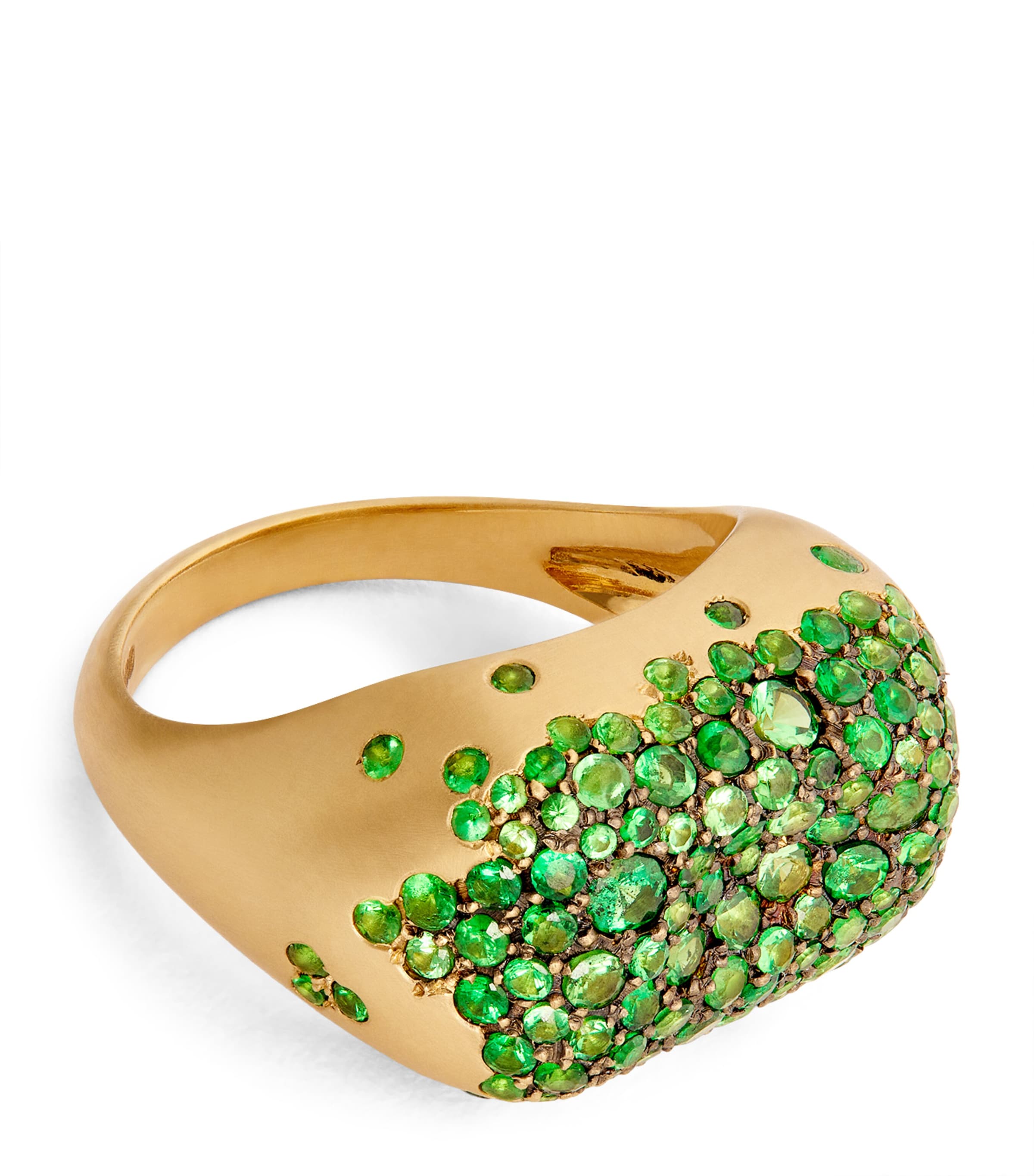 Yellow Gold and Tsavorite Baby Malak Bonbon Rectangle Ring