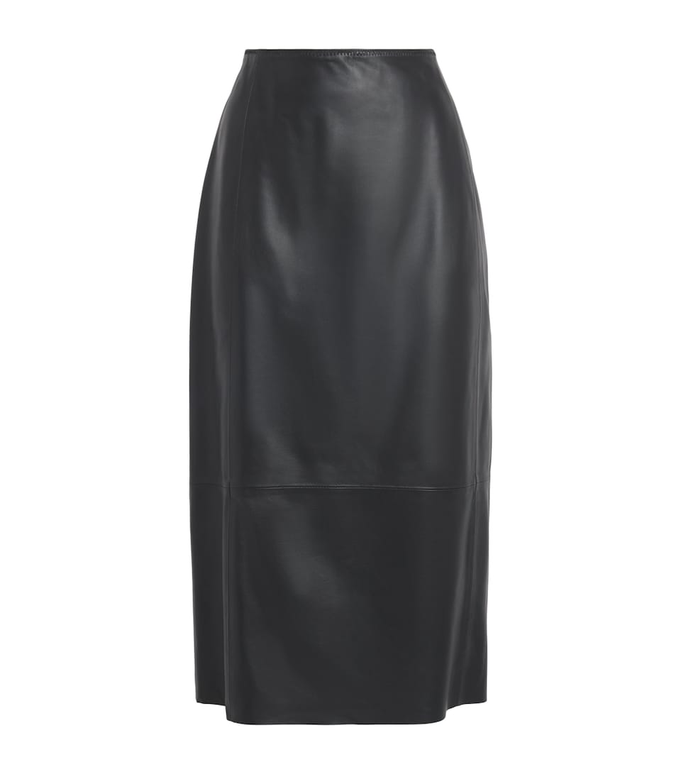 Vince Womens Lambskin Midi Skirt Black