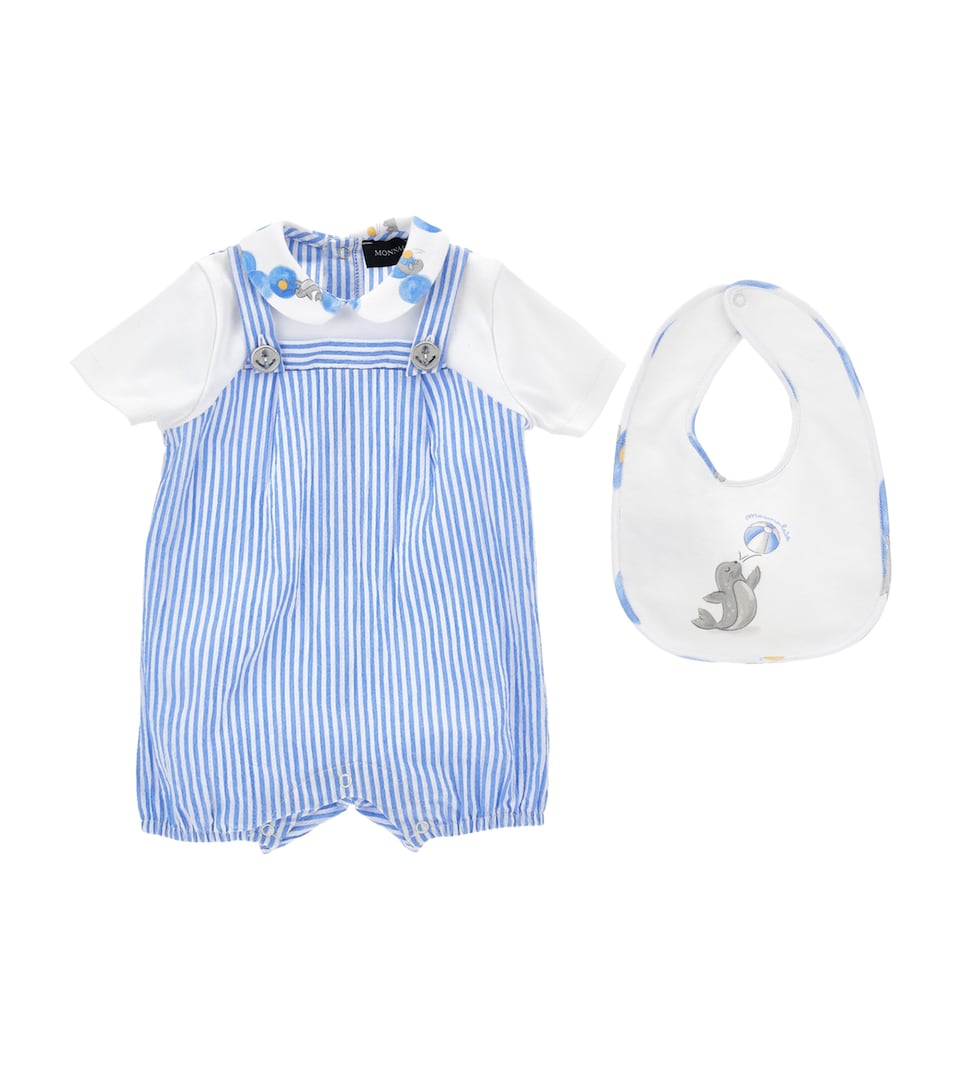 Cotton Playsuit and Bib (1-9 Months)