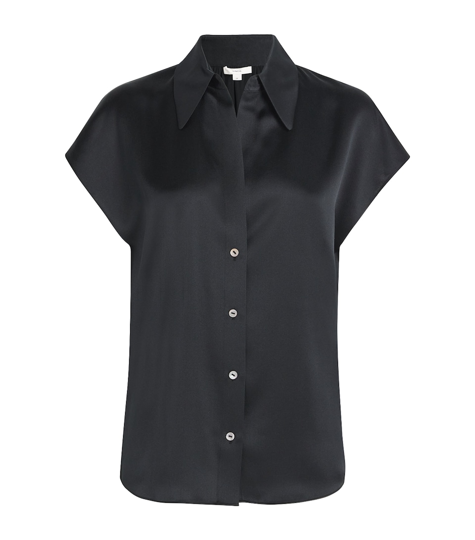 Ruched-Back Button-Up Blouse