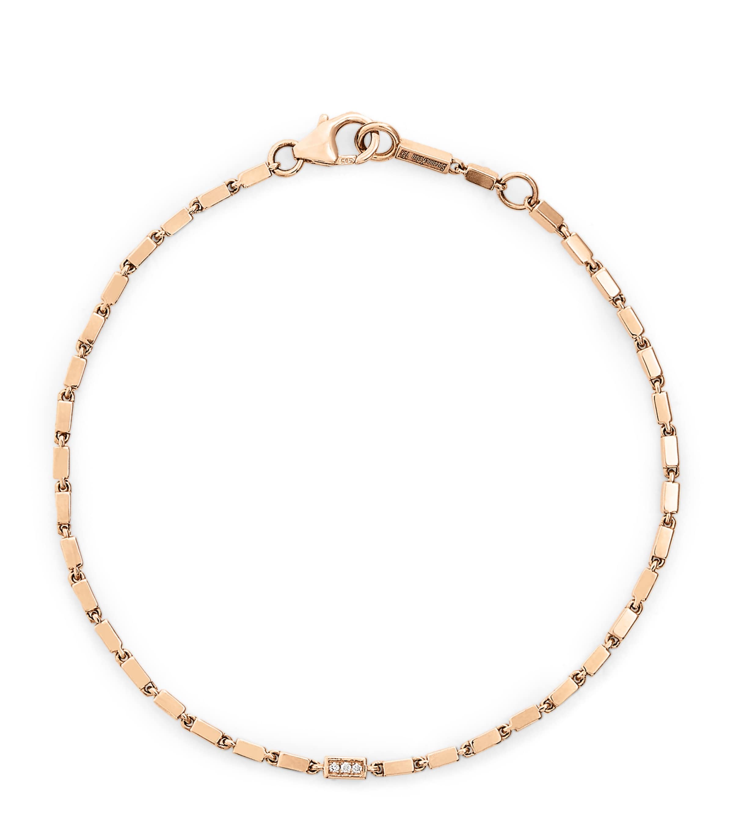 Rose Gold and Diamond Block-Chain Bracelet