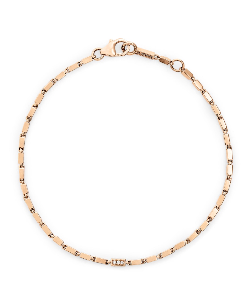 Rose Gold and Diamond Block-Chain Bracelet