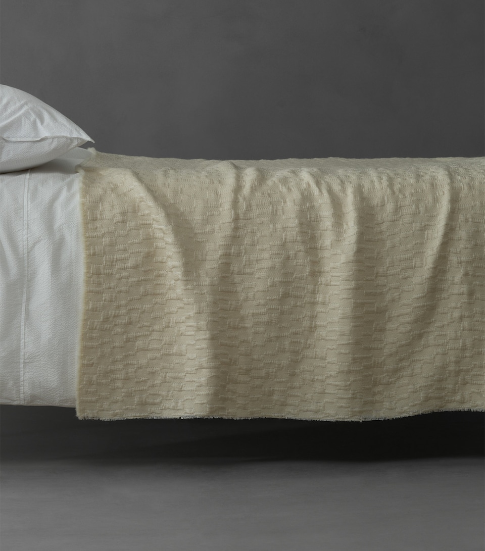 Society Limonta Alpaca-Wool-Silk Layal Blanket (240cm x 260cm) Bianco