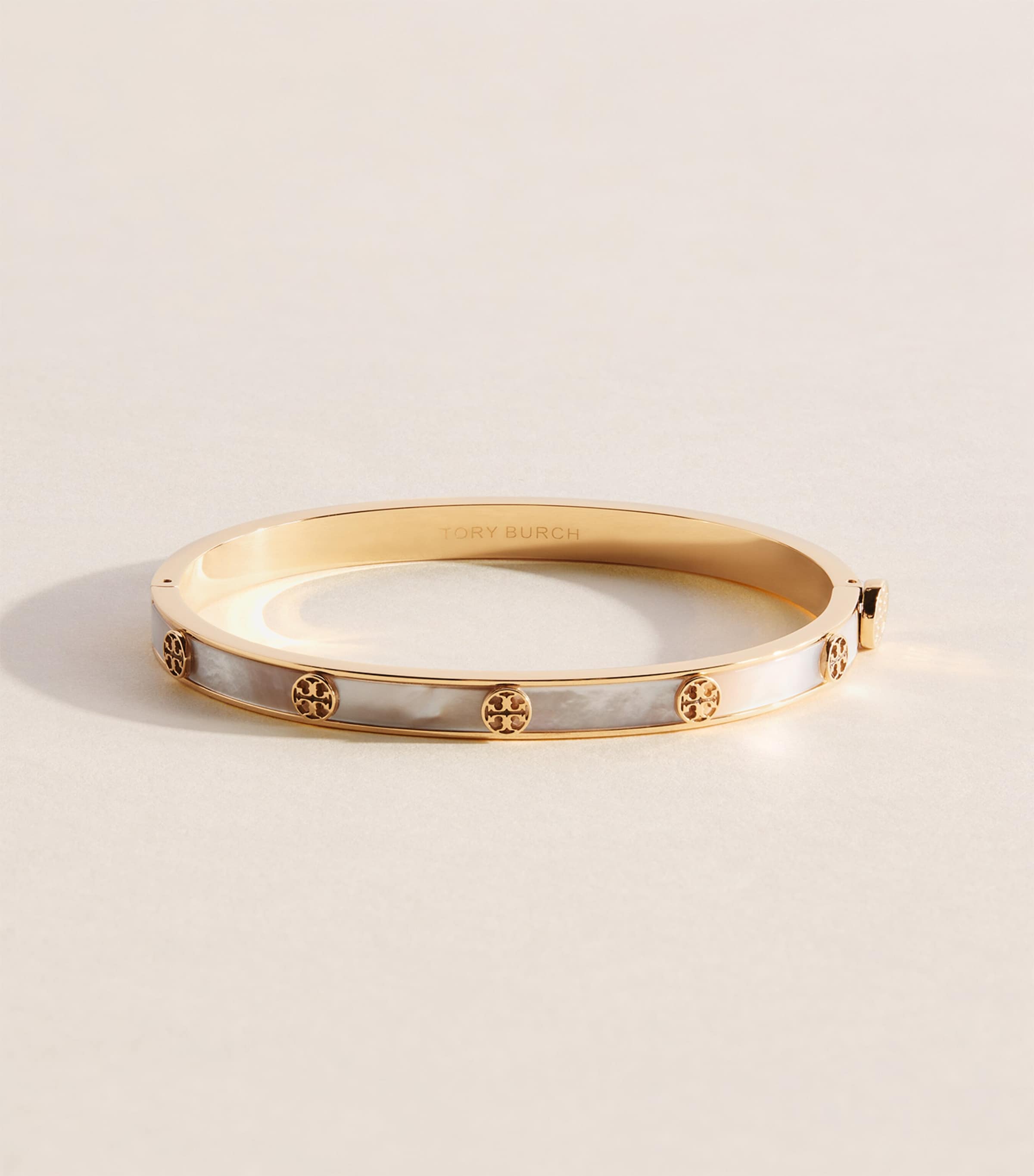 Tory Burch Gold-Plated Mother-of-Pearl Icon Bangle Tory Gold