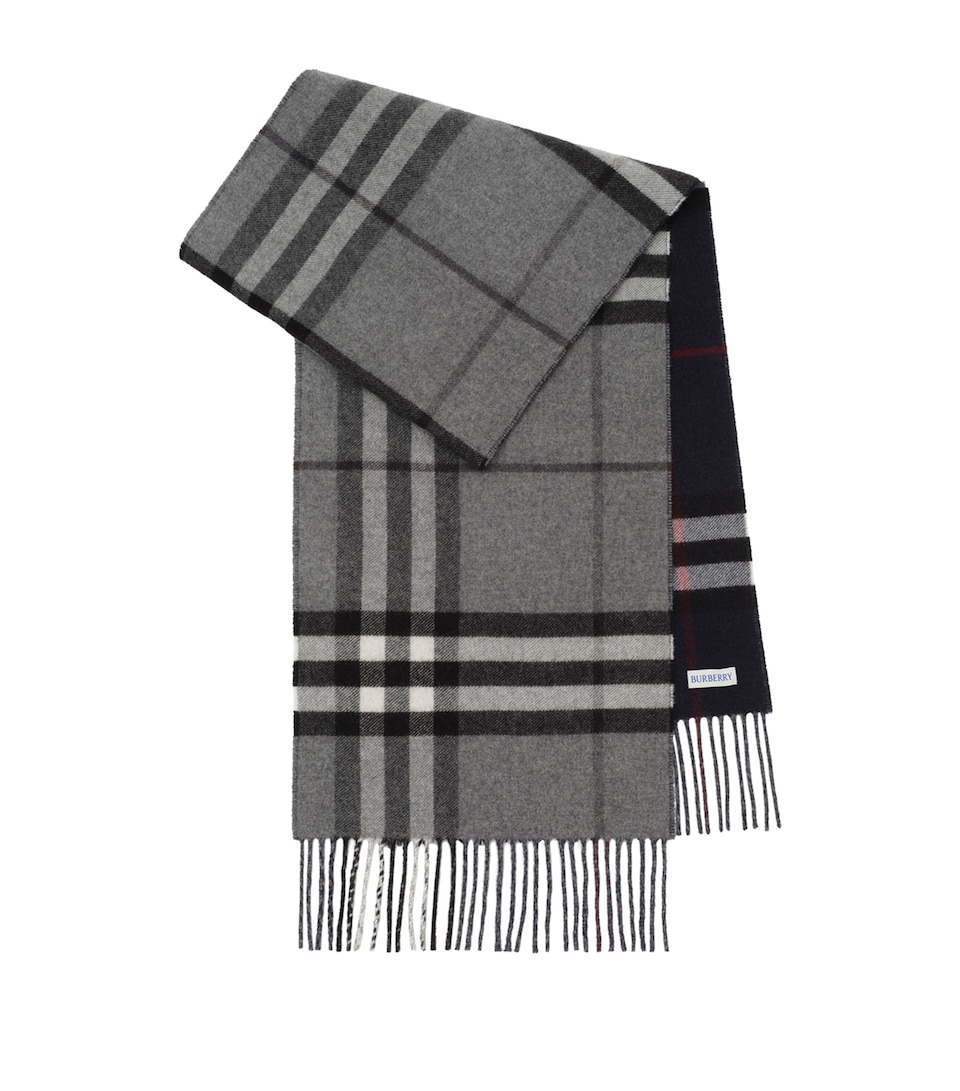 Burberry Cashmere Reversible Check Scarf Marlborough Grey/ink