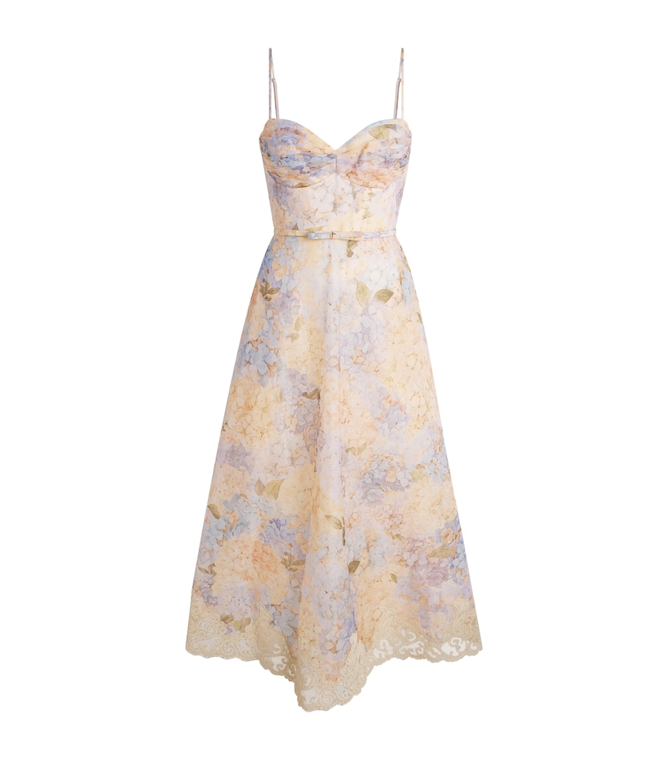 Zimmermann Womens Valiant Tucked Midi Dress Blue Hydrangea